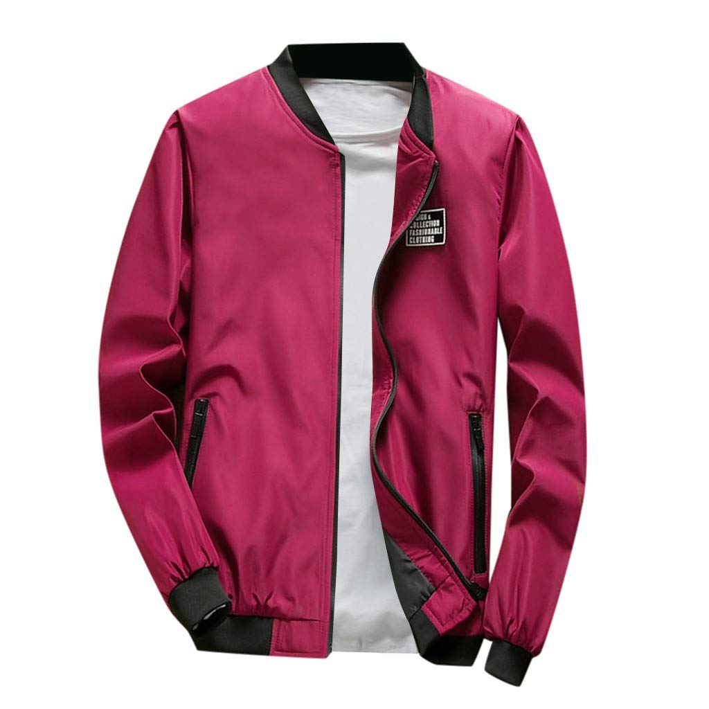 DDLmax Men's Winter Bomber Jacket - Warm Autumn Casual Coat with Zipper & Pockets | Solid Color Outerwear for Everyday Wear & Outdoor Activities