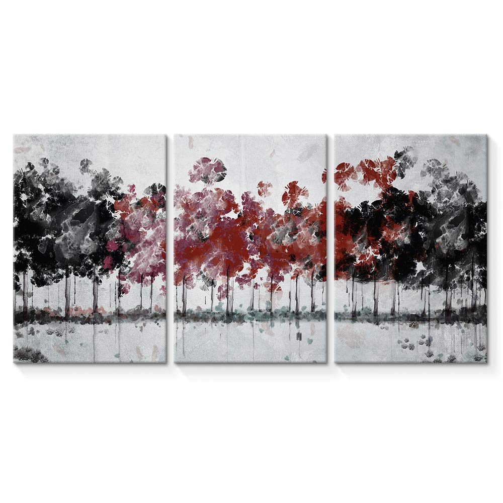 Wall26 - 3 Panel Canvas Wall Art Abstract Oil Painting Tree Forest - Giclee Print Home Decor for Bedroom & Living Room - 24
