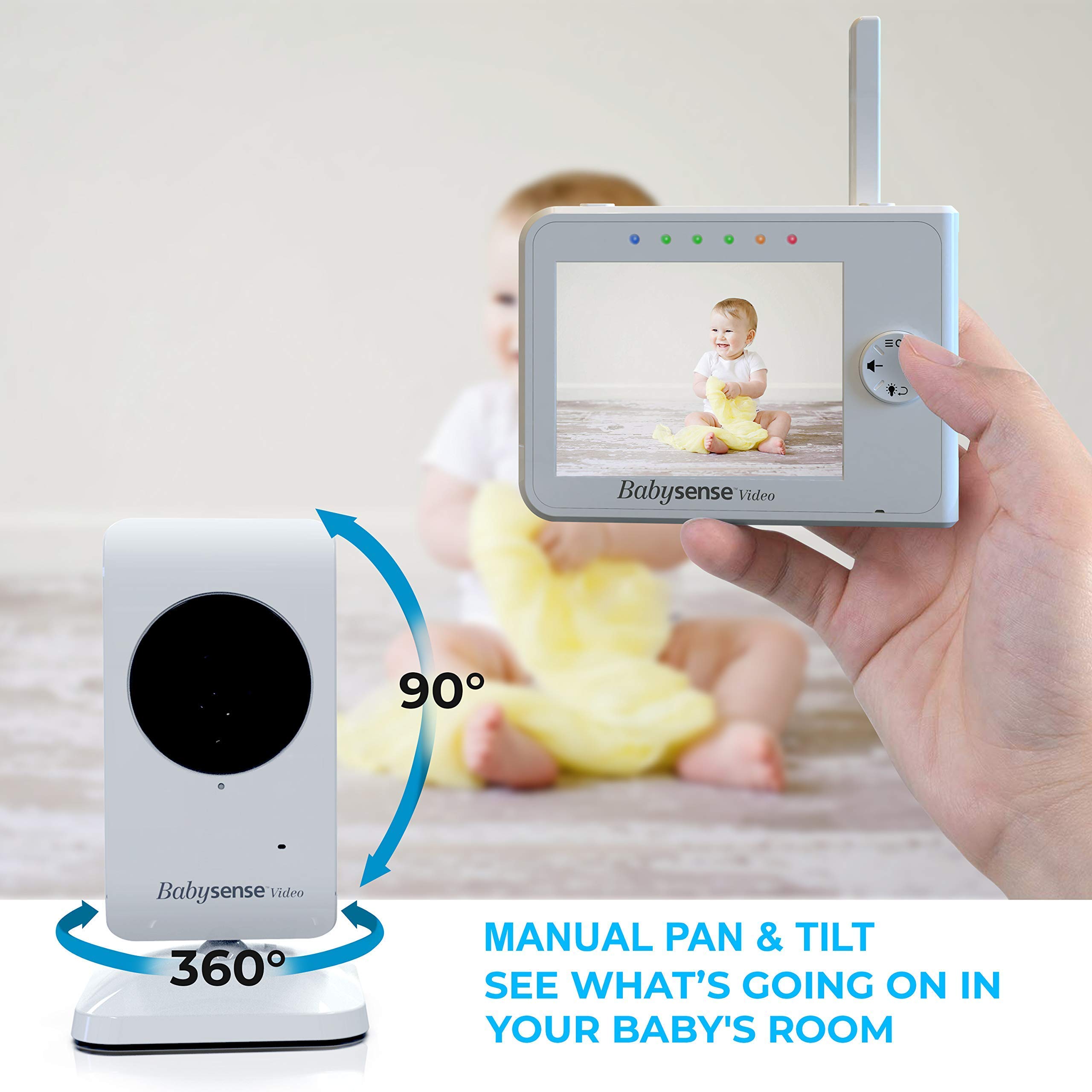Babysense V35 HD Video Baby Monitor with Camera & Audio + Under Mattress Movement Sensor - 2-in-1 Baby Monitoring System for Nursery Safety | Night Vision, Two-Way Talk, Temperature Alert | Perfect for Newborns, Infants & Toddlers
