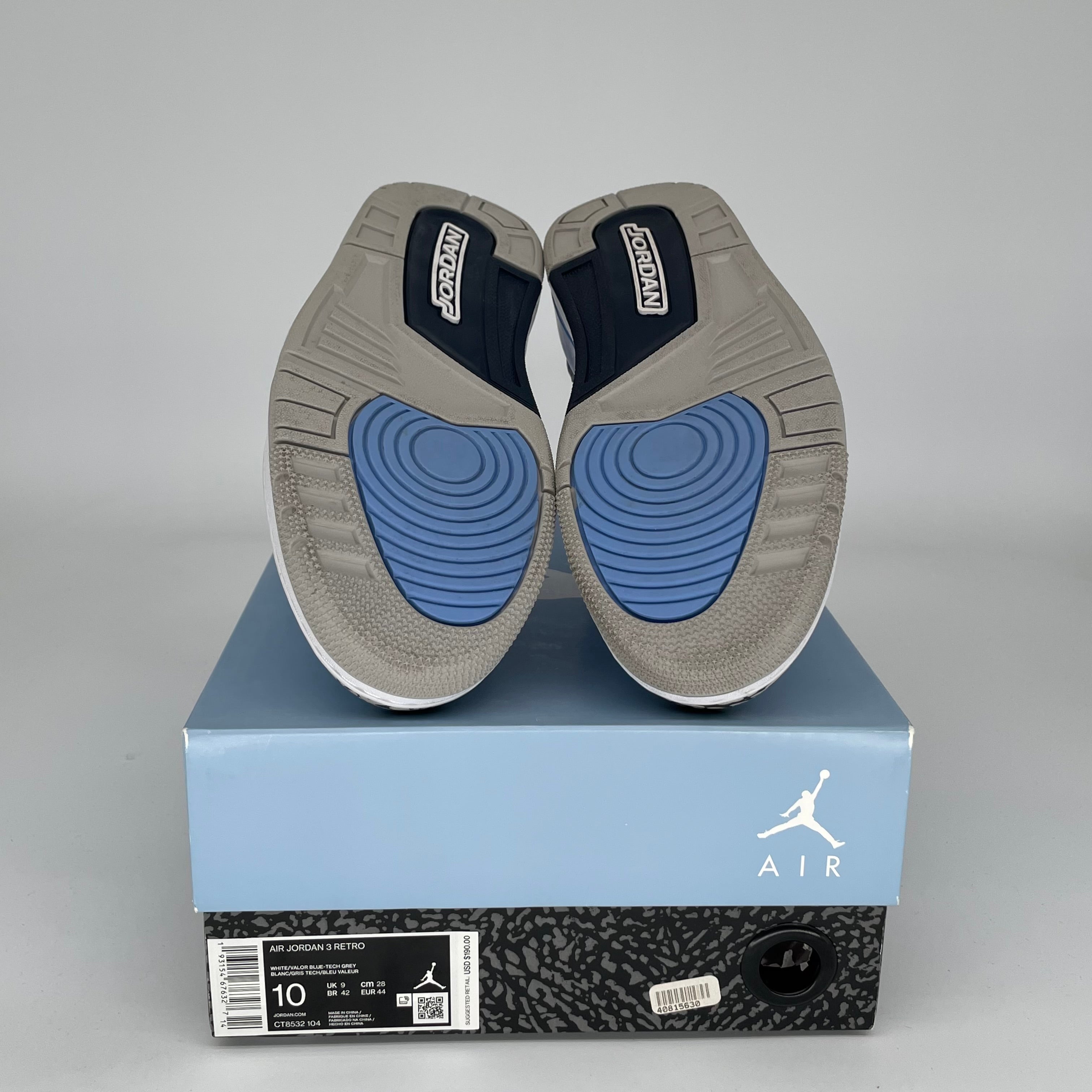 AIR JORDAN 3 UNC Men's Basketball Shoes Size 10 - CT8532-104 - Authentic Retro Sneakers for Casual Wear & Street Style