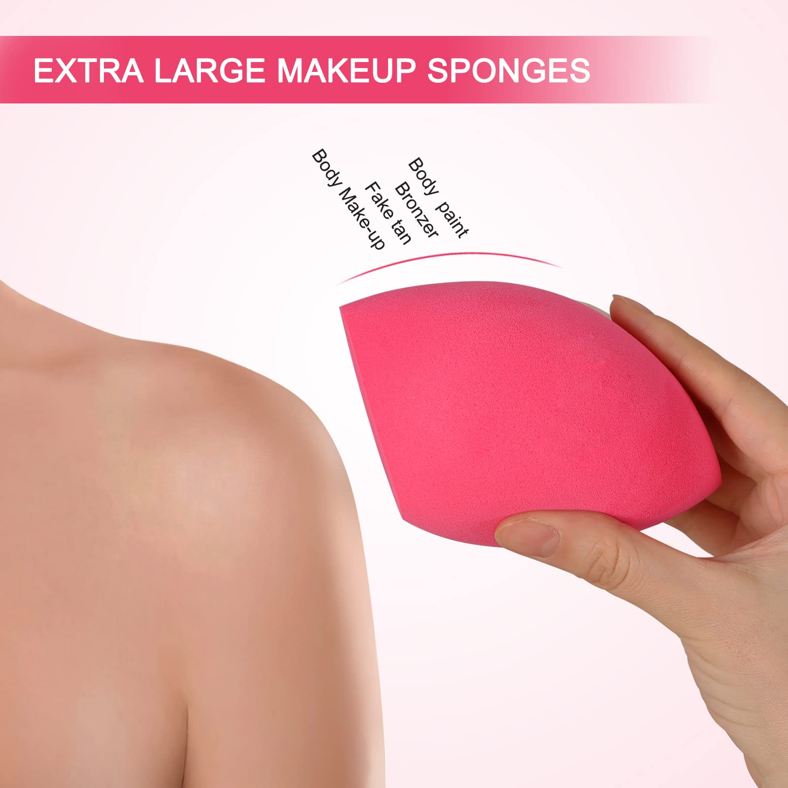 Extra Large 11cm Makeup Beauty Sponges Blender Set (1 Small + 1 Large) with 2 Sponge Holders - Perfect for Foundation, Fake Tan, Powder, Blending & Setting - Flawless Face & Body Application for Professional Makeup & Cosmetics - Ideal for Home, Salon & Travel Use