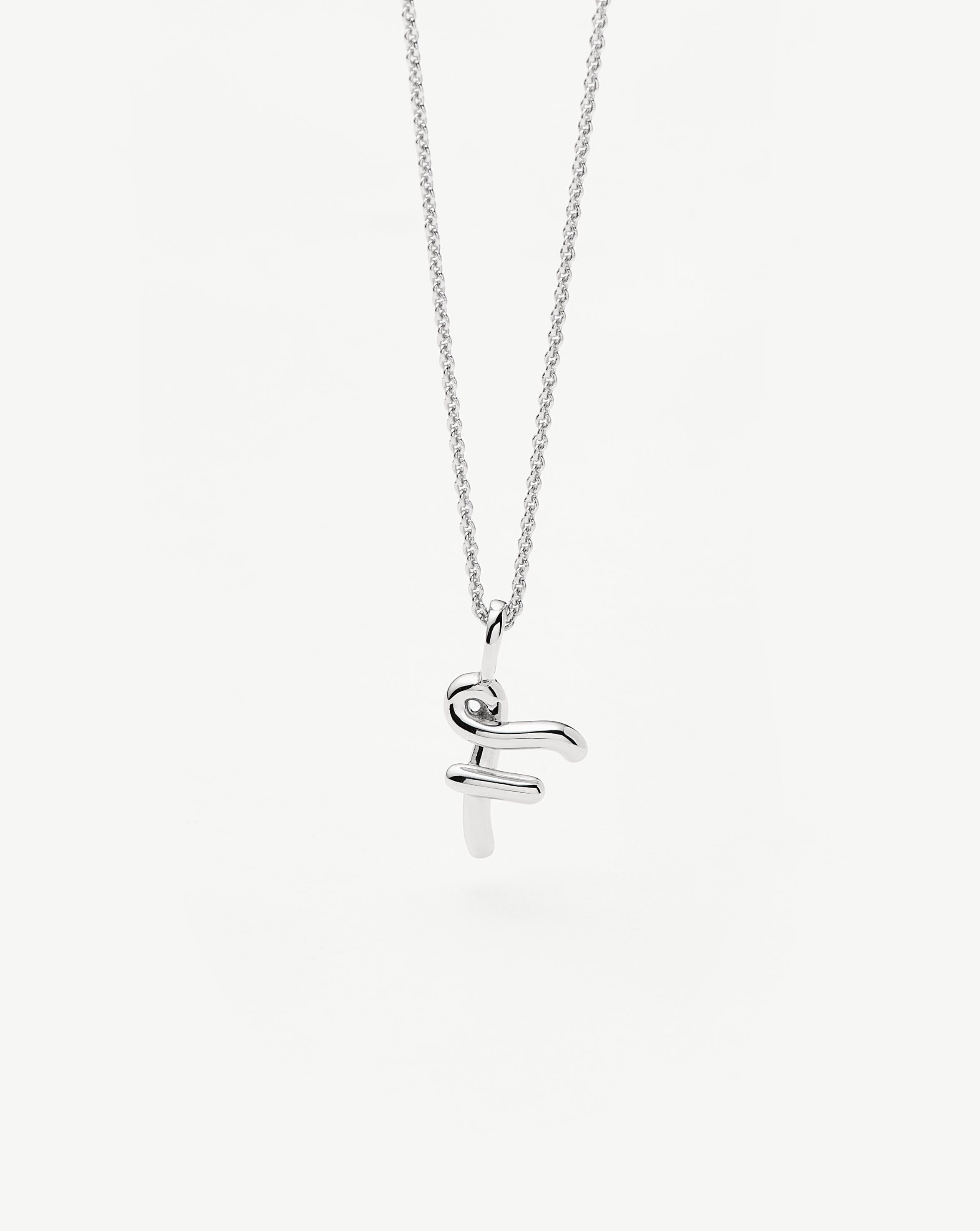 Curly Molten Mini Initial Necklace - Sterling Silver Personalized Jewelry for Women | Gift for Her, Birthday, Anniversary, Valentine's Day