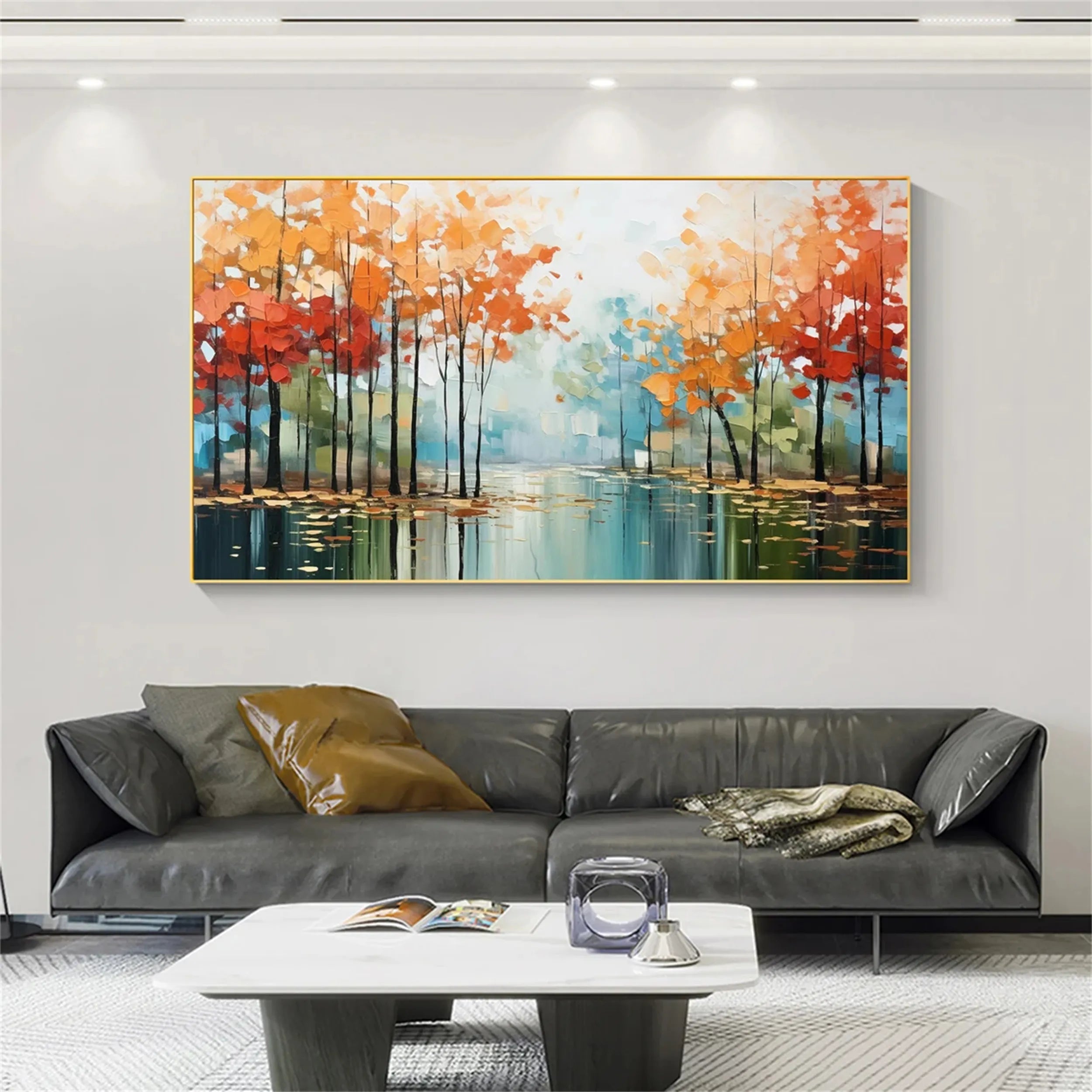 Beautiful Flower and Tree Painting #FT053 - Handmade Canvas Art for Home Decor, Living Room, Bedroom & Office Wall