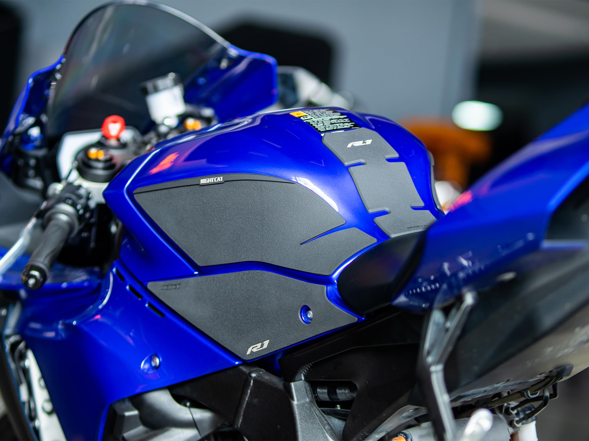 YZFR1 R1 Fuel Tank Sticker - Anti-Skid Fishbone Design Tank Protection Decal & Side Traction Pad | Night Cat Compatible Motorcycle Accessories for Enhanced Grip and Style | Perfect for Track Days and Street Riding