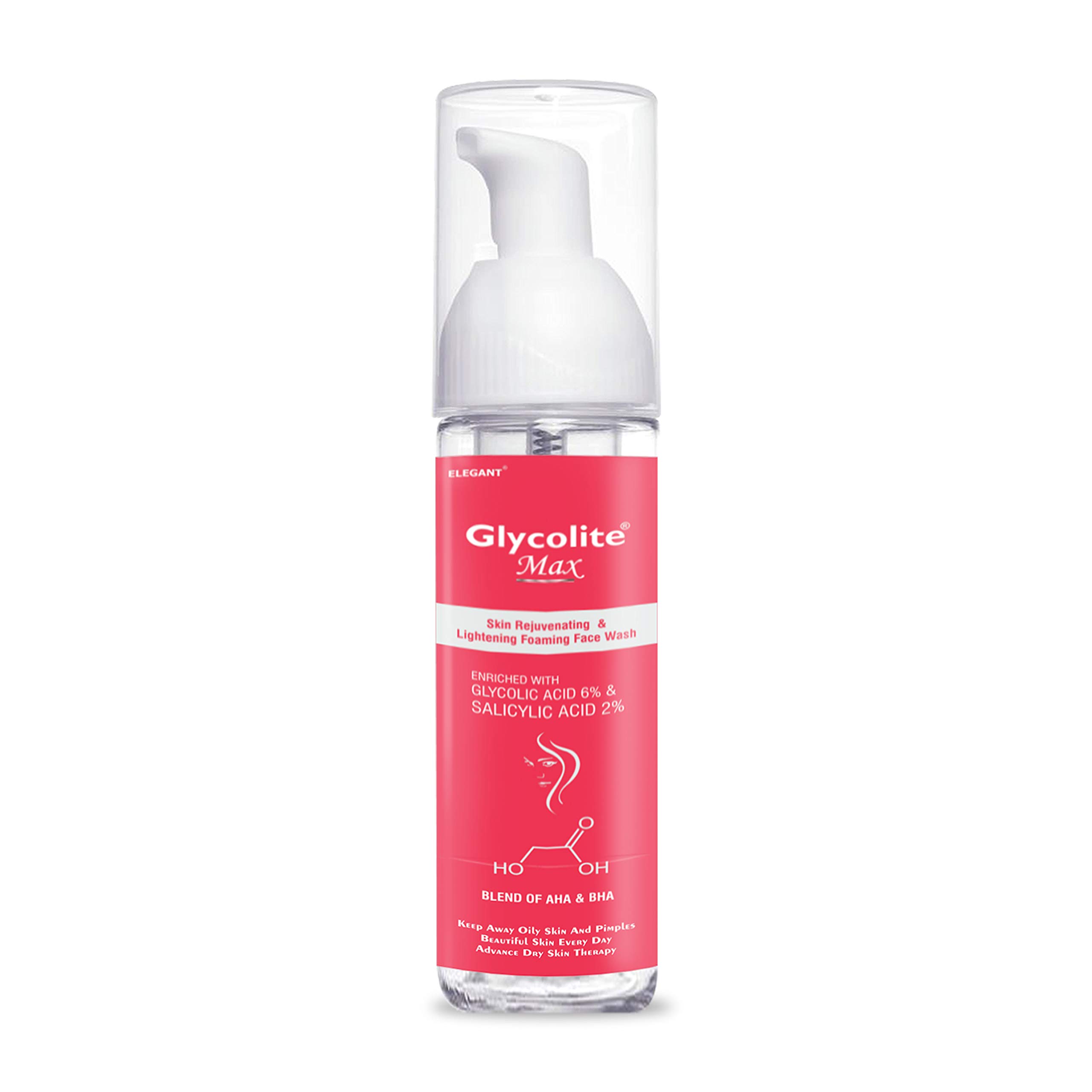 Glycolite Max Foaming Face Wash 60ml with 6% Glycolic Acid - Deep Cleansing for Acne, Blackheads & Oily Skin - Perfect for Daily Skincare Routine