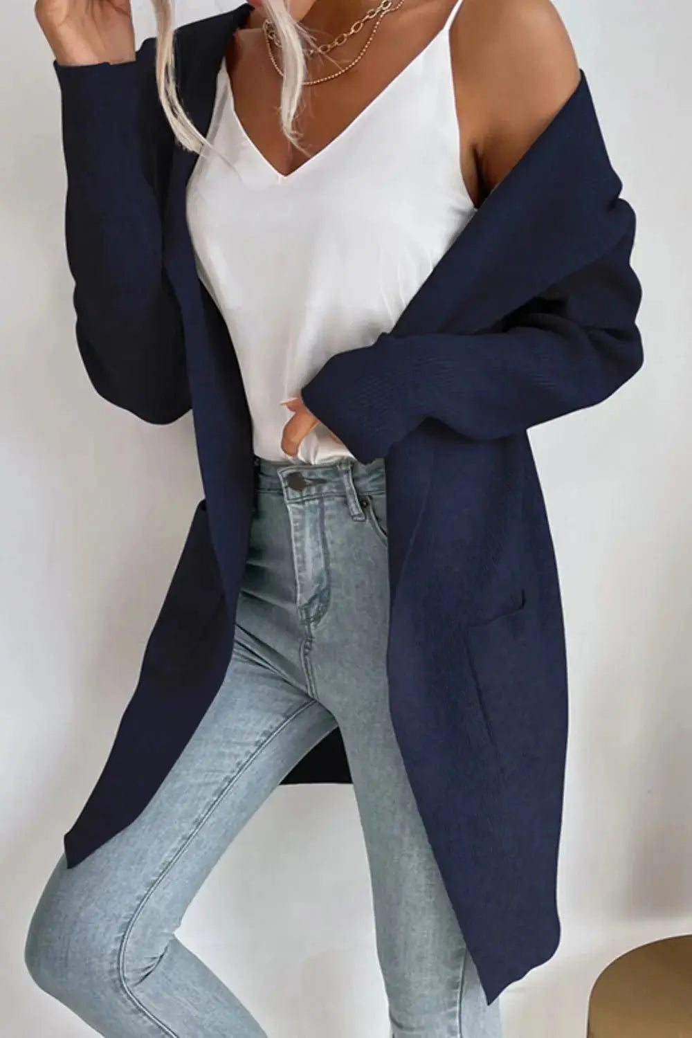 Double Take Ribbed Open Front Hooded Cardigan Sweater for Women - Cozy Knit Long Sleeve Wrap Jacket | Perfect for Fall Layering, Casual Outfits & Lounge Wear