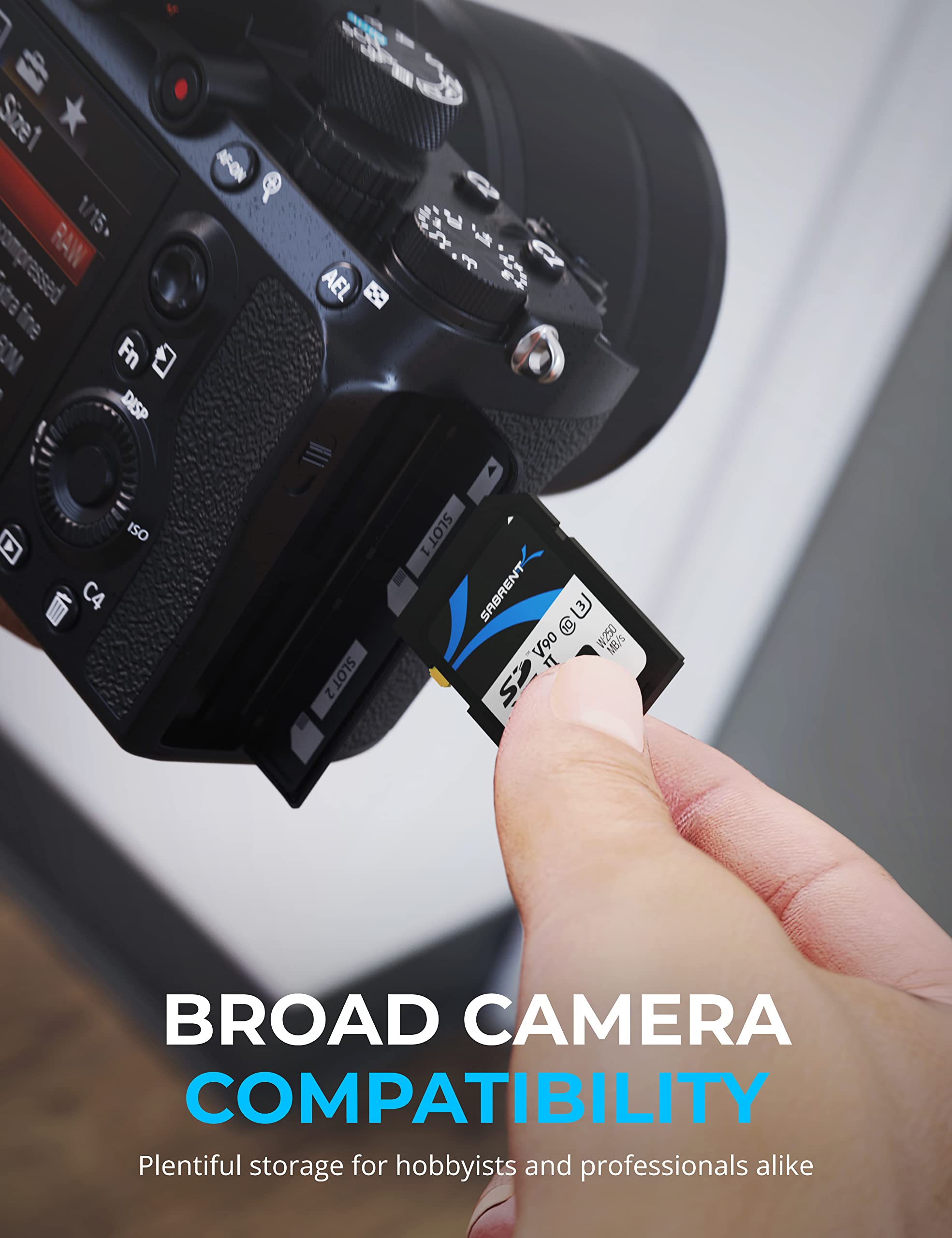 SABRENT 256GB SDXC UHS-II V90 Memory Card - Class 10, U3, 280MB/s Read Speed for 8K UHD & Full HD - Perfect for DSLR Cameras, 4K Video Recording, and Professional Photography (SD-TL90-256GB)
