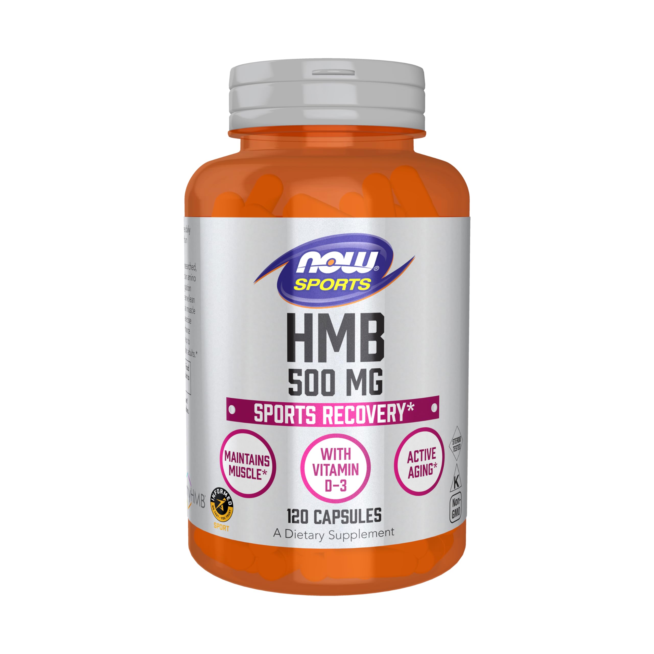 NOW Foods HMB 500mg (Beta-Hydroxy Beta-Methylbutyrate) - 120 Vegan Capsules for Muscle Recovery & Strength Training | Post-Workout Supplement for Athletes & Fitness Enthusiasts