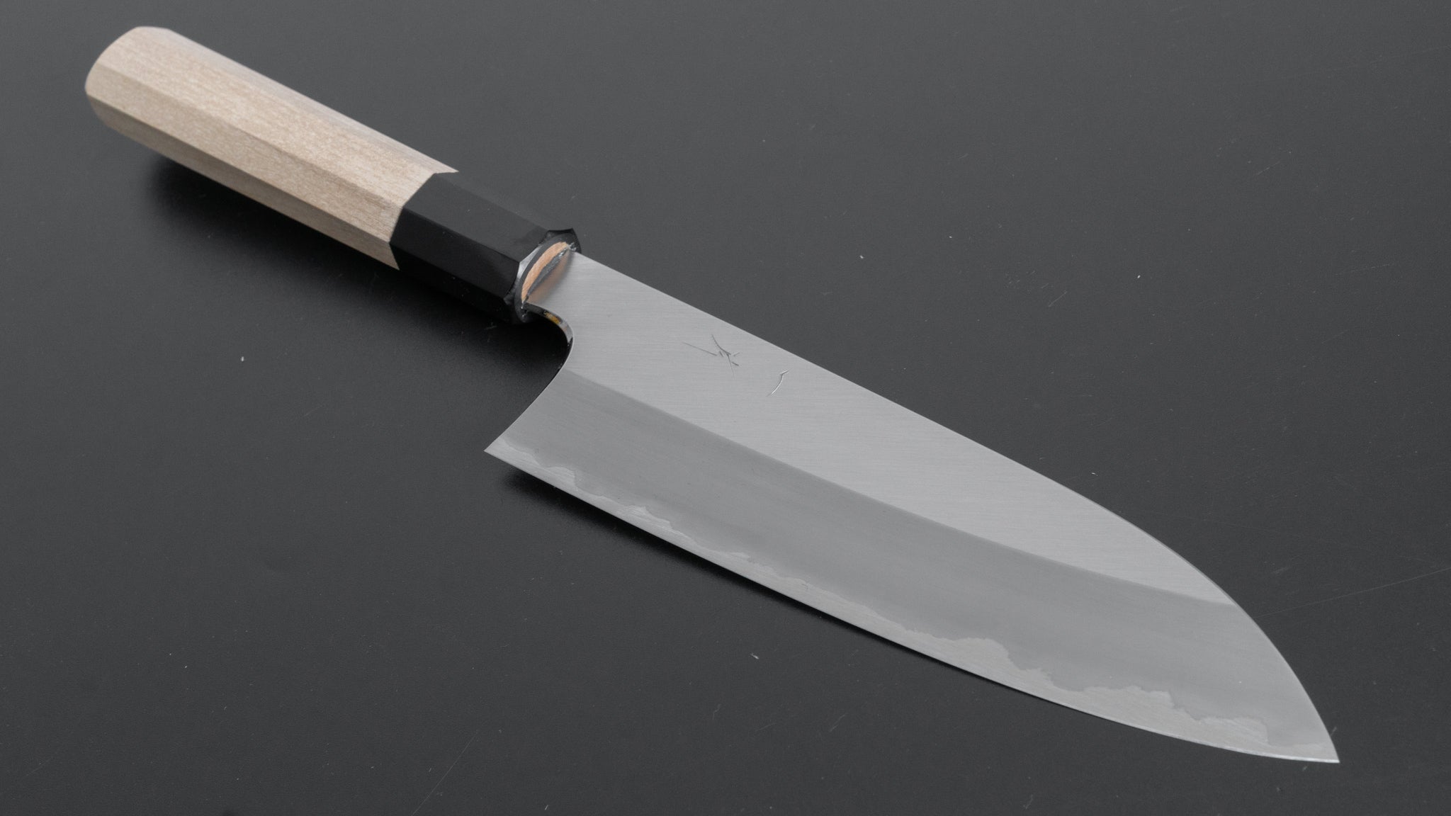 Premium Hitohira Togashi White #1 Stainless Clad Migaki Santoku Knife 180mm with Japanese Ho Wood Handle - Perfect for Slicing, Dicing & Chopping Vegetables, Meat & Fish in Professional & Home Kitchens