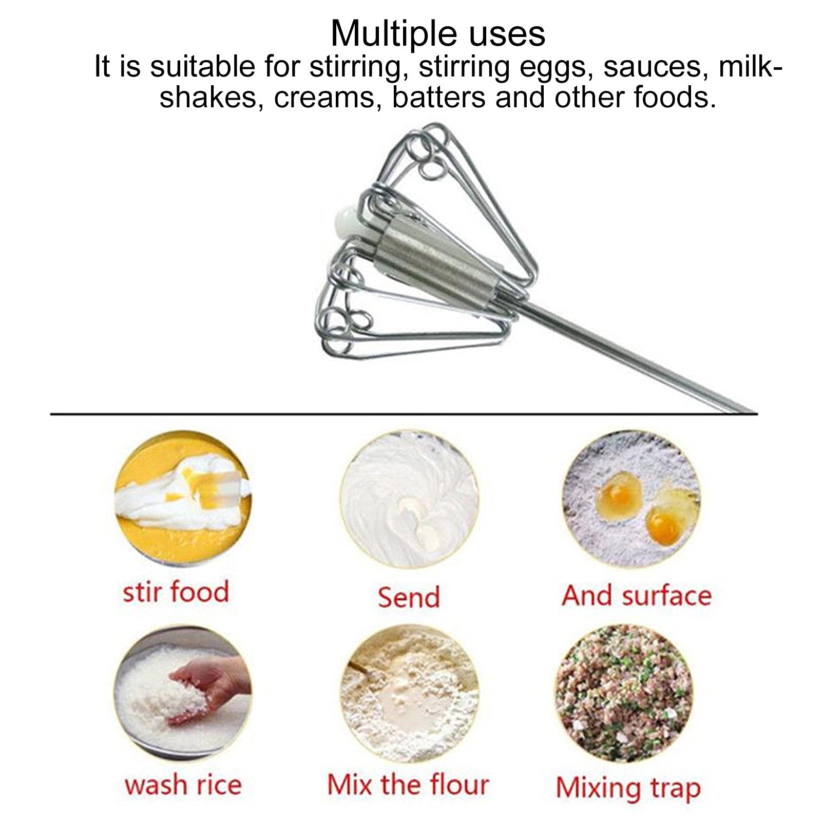 Premium Stainless Steel Egg Beater - 14 Inch Manual Egg Whisk Mixer for Baking, Cooking & Kitchen Essentials | Perfect for Home, Garden & Professional Use