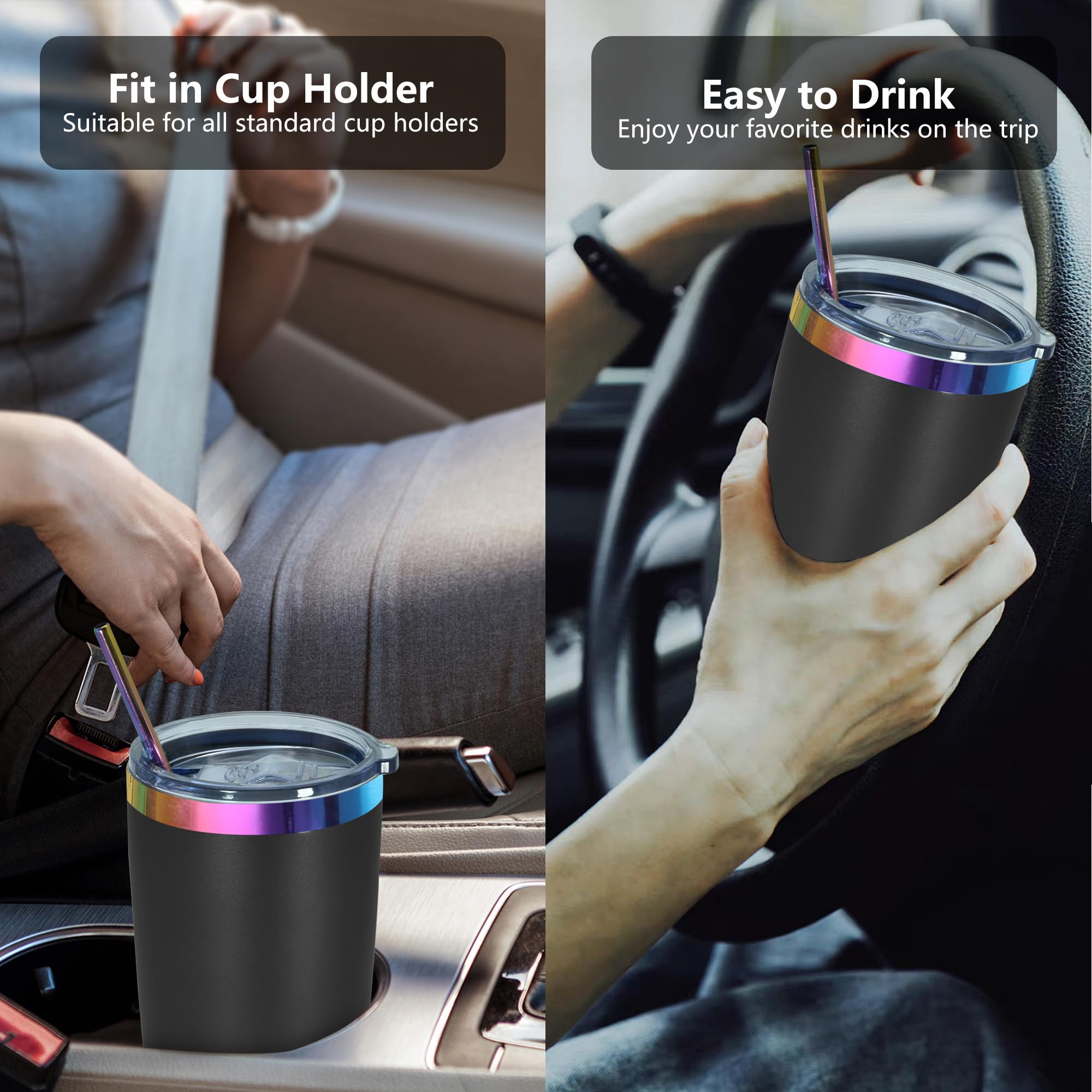 20oz Stainless Steel Vacuum Insulated Tumbler with Lid & Straw - Double Wall Insulated Coffee Cup for Hot & Cold Drinks - Leakproof Travel Mug for Office, Gym, Camping & Outdoor Activities