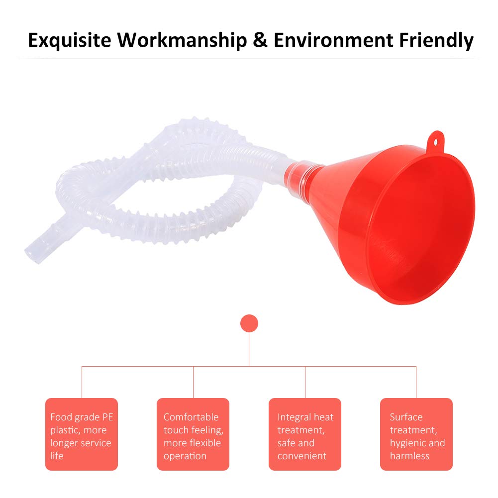 Keenso 8cm Wide Mouth Funnel - Universal Plastic Filling Funnel with Long Flexible Spout for Automotive Fluids (Gasoline, Coolant, Transmission & Engine Oil) - 2 Pack - Perfect for Car Maintenance, DIY Projects & Home Use