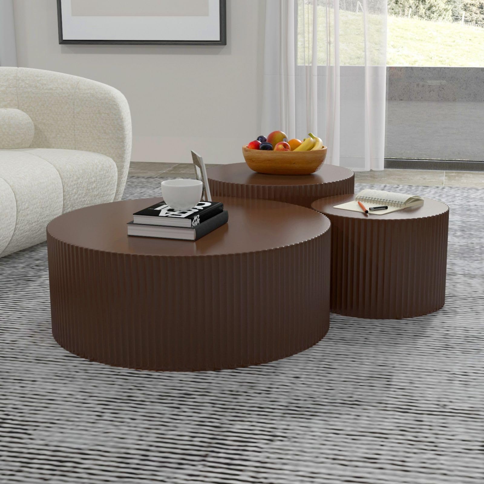 Modern 3-Piece Round Coffee Table Set - 35.43