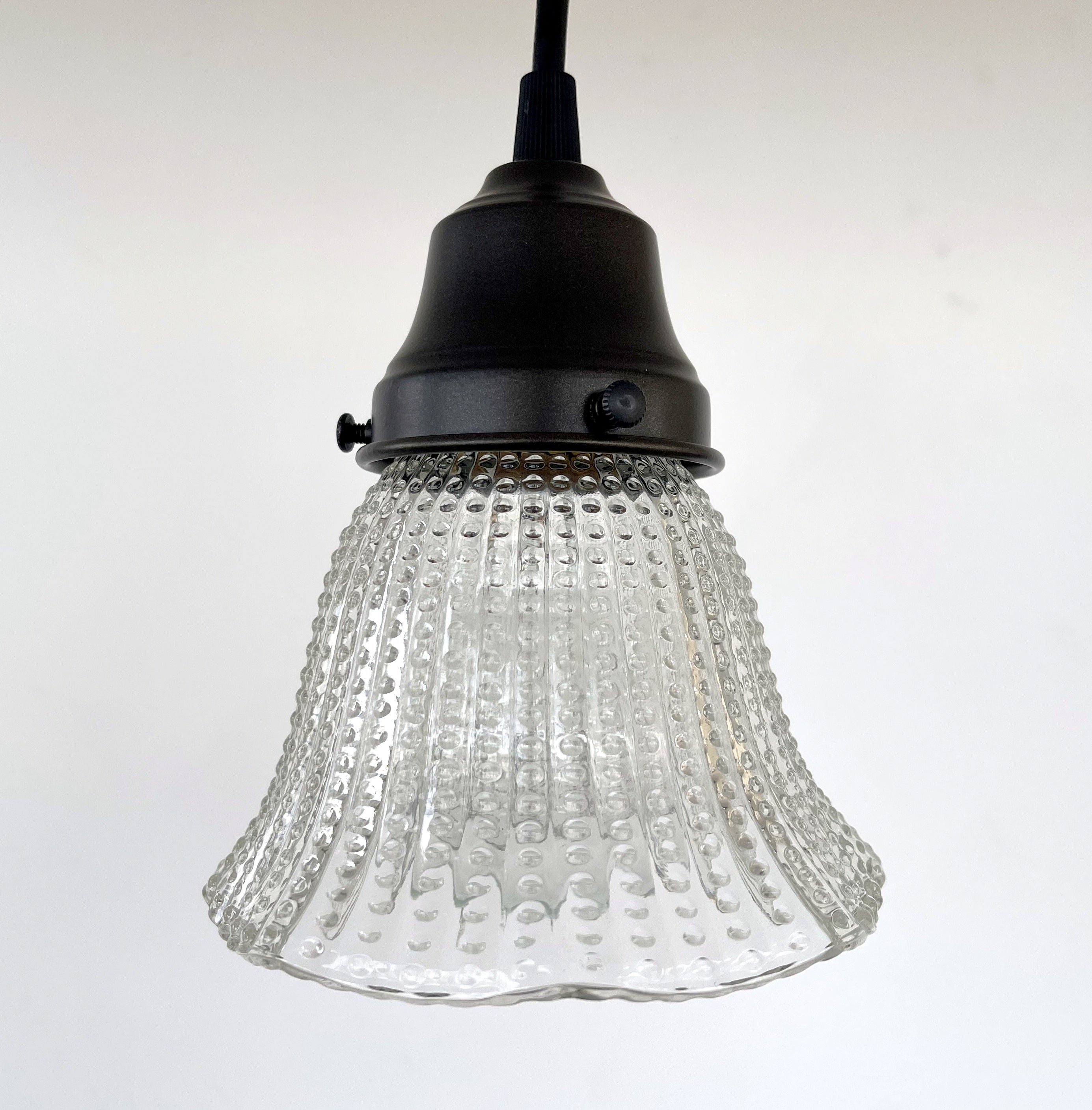 Vintage 1940s Petite Hobnail Glass Pendant Light - Antique Style Ceiling Fixture for Kitchen, Dining Room & Bedroom Lighting