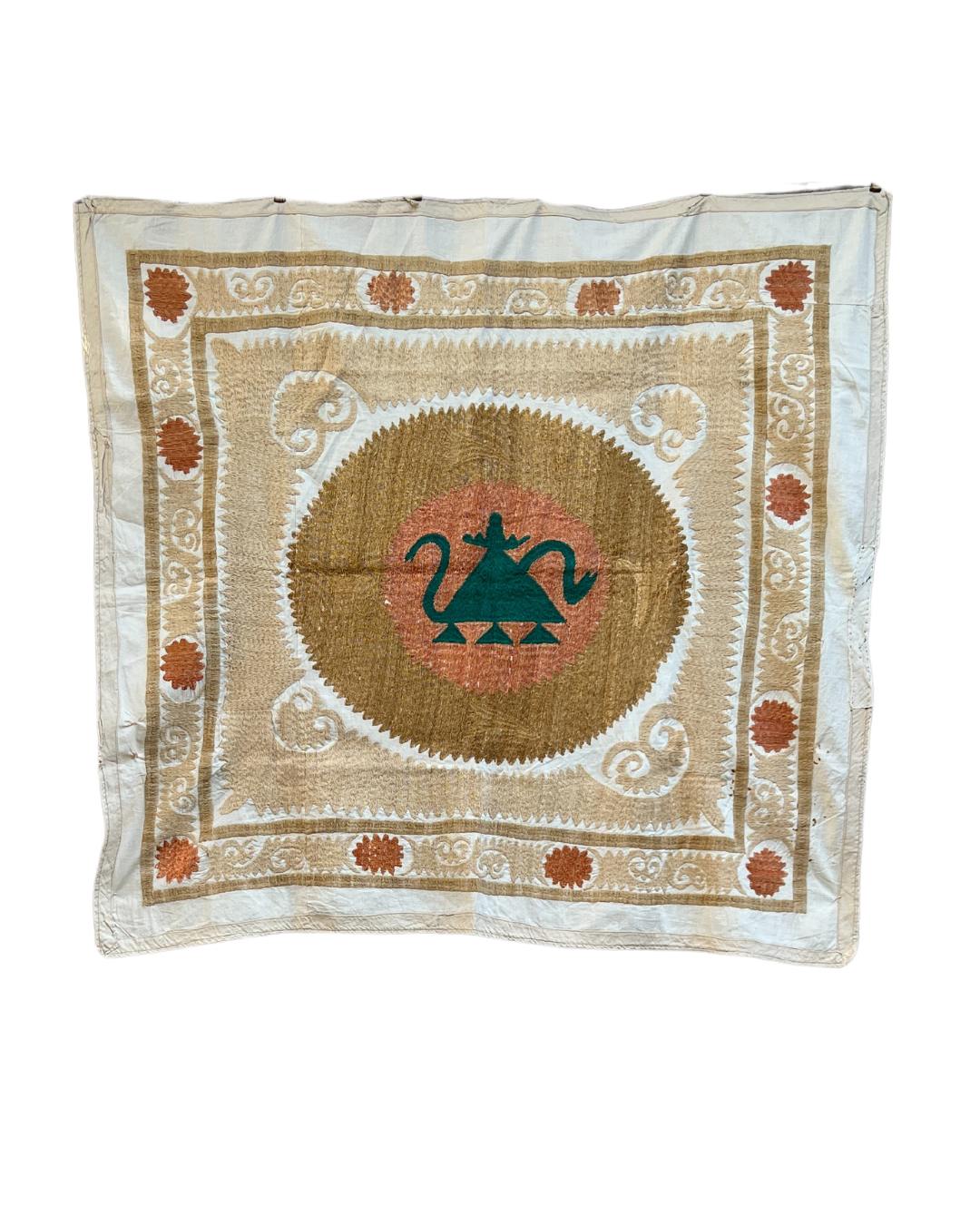 Medium Suzani 055 - Handmade Cotton Suzani Throw Pillow Cover - Boho Home Decor for Living Room, Bedroom & Sofa