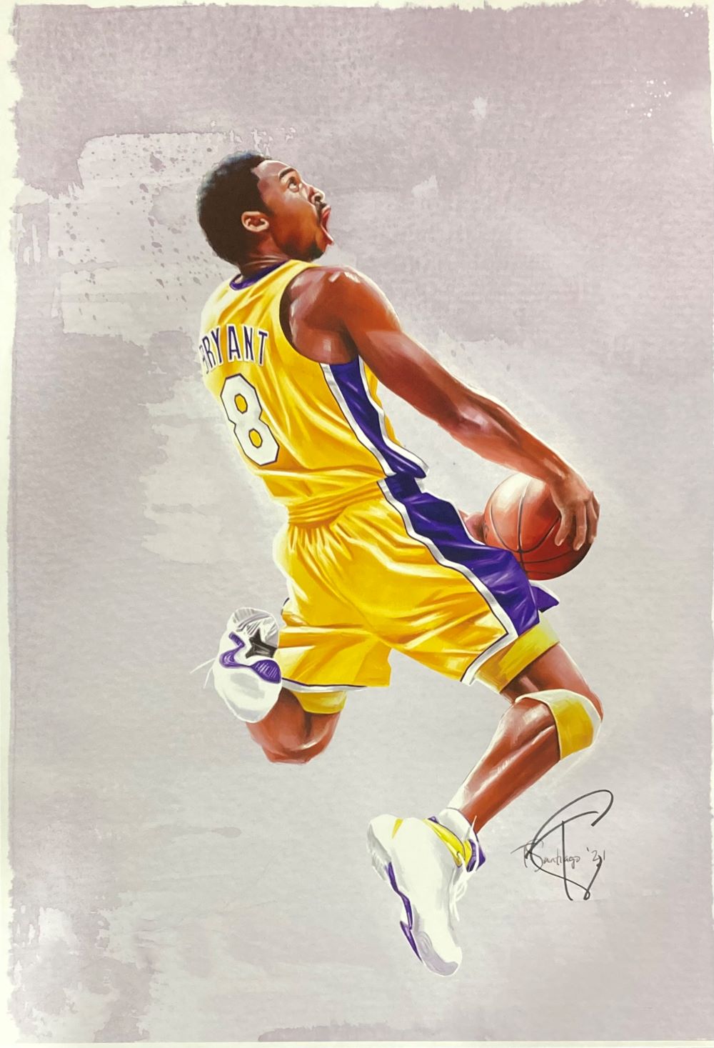 Authentic Kobe Bryant 13x19 Los Angeles Lakers Lithograph - Hand Signed by Tony Santiago - Perfect for Lakers Fans, Sports Memorabilia Collectors & Home Office Decor