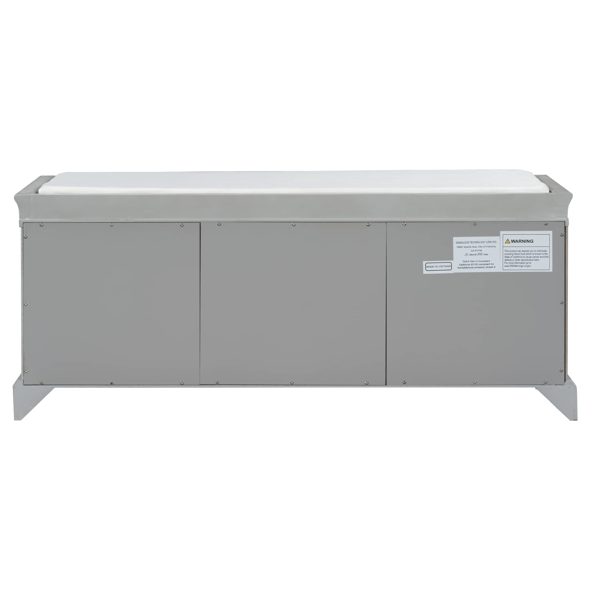 Rhomtree Wooden Shoe Storage Bench with Removable Cushion - 2 Drawers & 2 Cabinets - Entryway Organizer with Comfortable Seat - Gray Wash Finish - Perfect for Hallway, Bedroom or Mudroom Organization