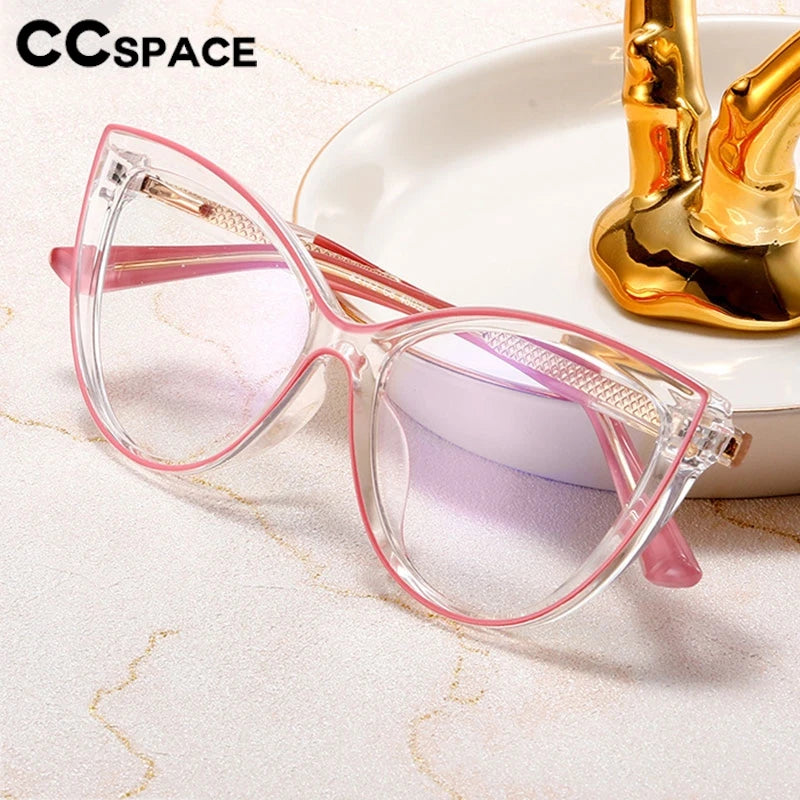 CCspace Women's Full Rim Square Cat Eye Titanium Eyeglasses Frame - Lightweight & Durable TR90 Material - Perfect for Work, Reading & Fashion Accessories