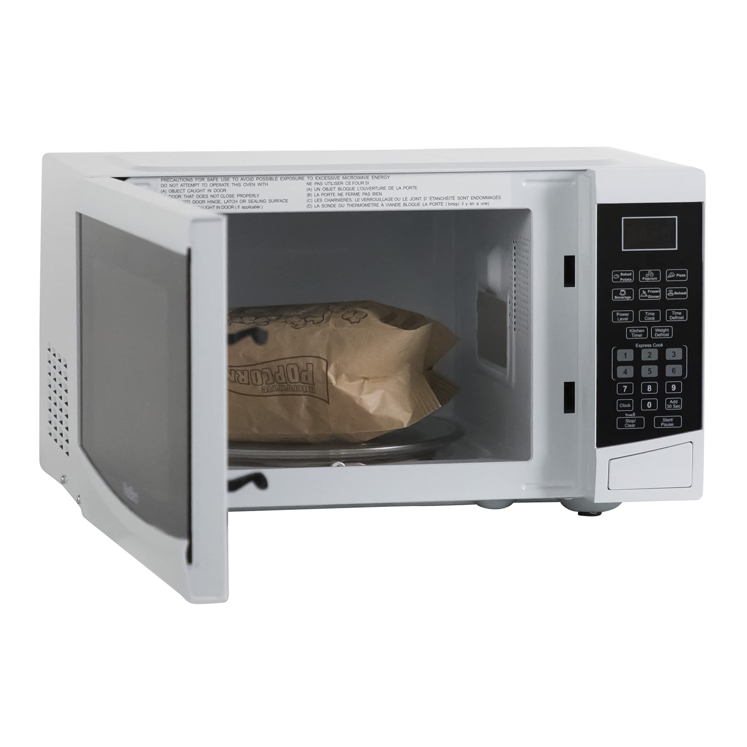 West Bend WBMW92W 900-Watt Compact Microwave Oven with 6 Pre-Programmed Settings, Speed Defrost, Electronic Controls & Glass Turntable - Perfect for Small Kitchens, Dorms & Offices (White)