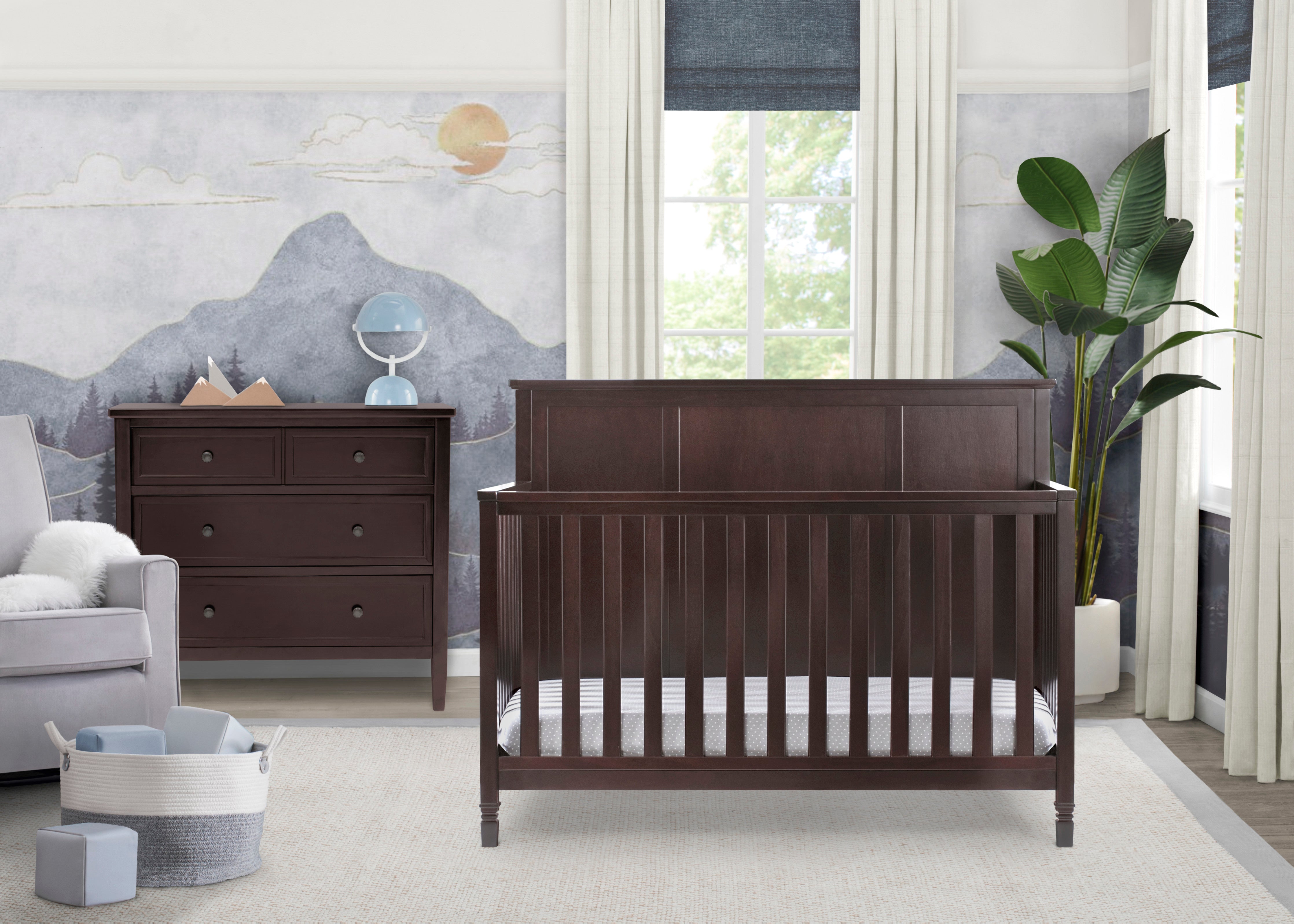4-in-1 Convertible Baby Crib with Toddler Bed, Daybed & Full-Size Frame - Safe Nursery Furniture for Newborns to Teens | Perfect for Bedrooms, Daycare Centers & Guest Rooms