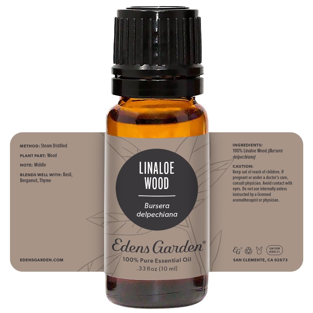 Edens Garden 100% Pure Linaloe Wood Essential Oil - Undiluted, Natural, Therapeutic Grade for Aromatherapy, Diffusers, Skin Care, Hair & Facial Treatments (10ml / 0.33 fl oz) | Relaxation, Massage & Holistic Wellness