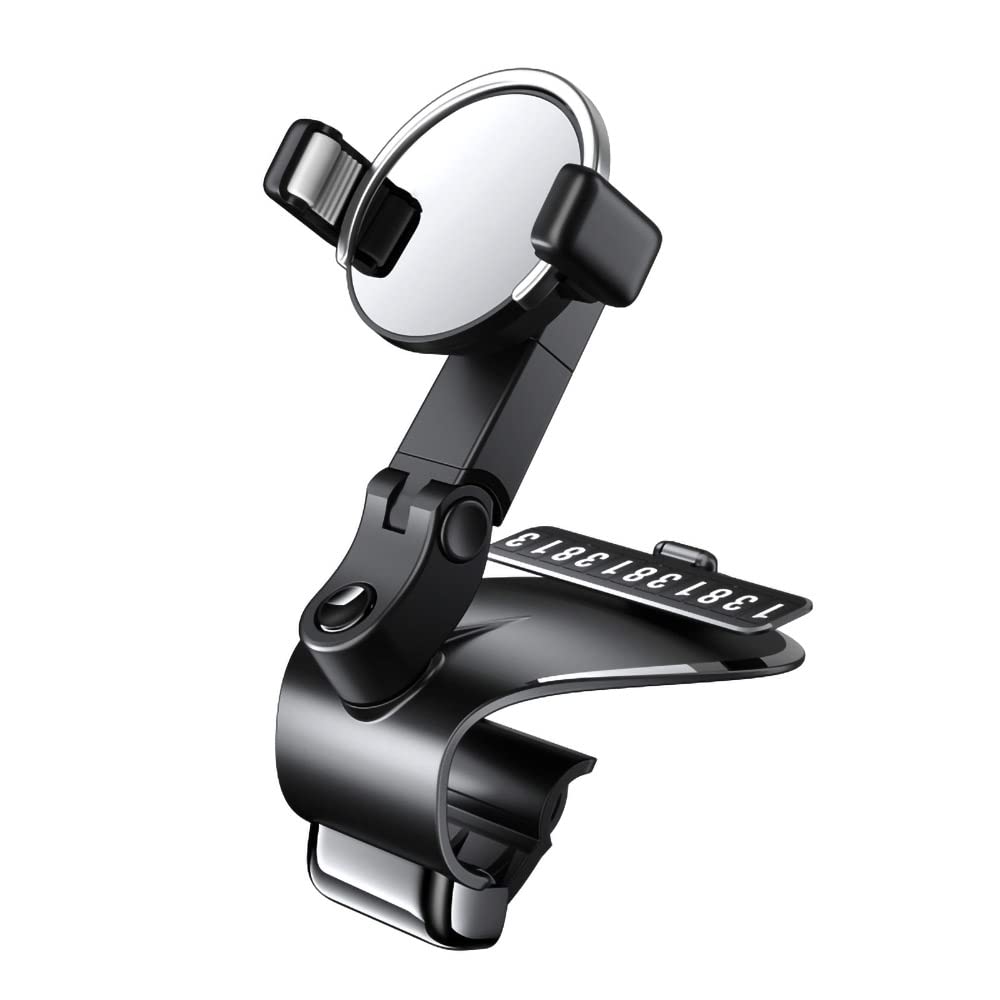 Upgraded 360° Rotating Car Phone Holder Mount - Universal Dashboard Clip Stand for Smartphones Under 6.5