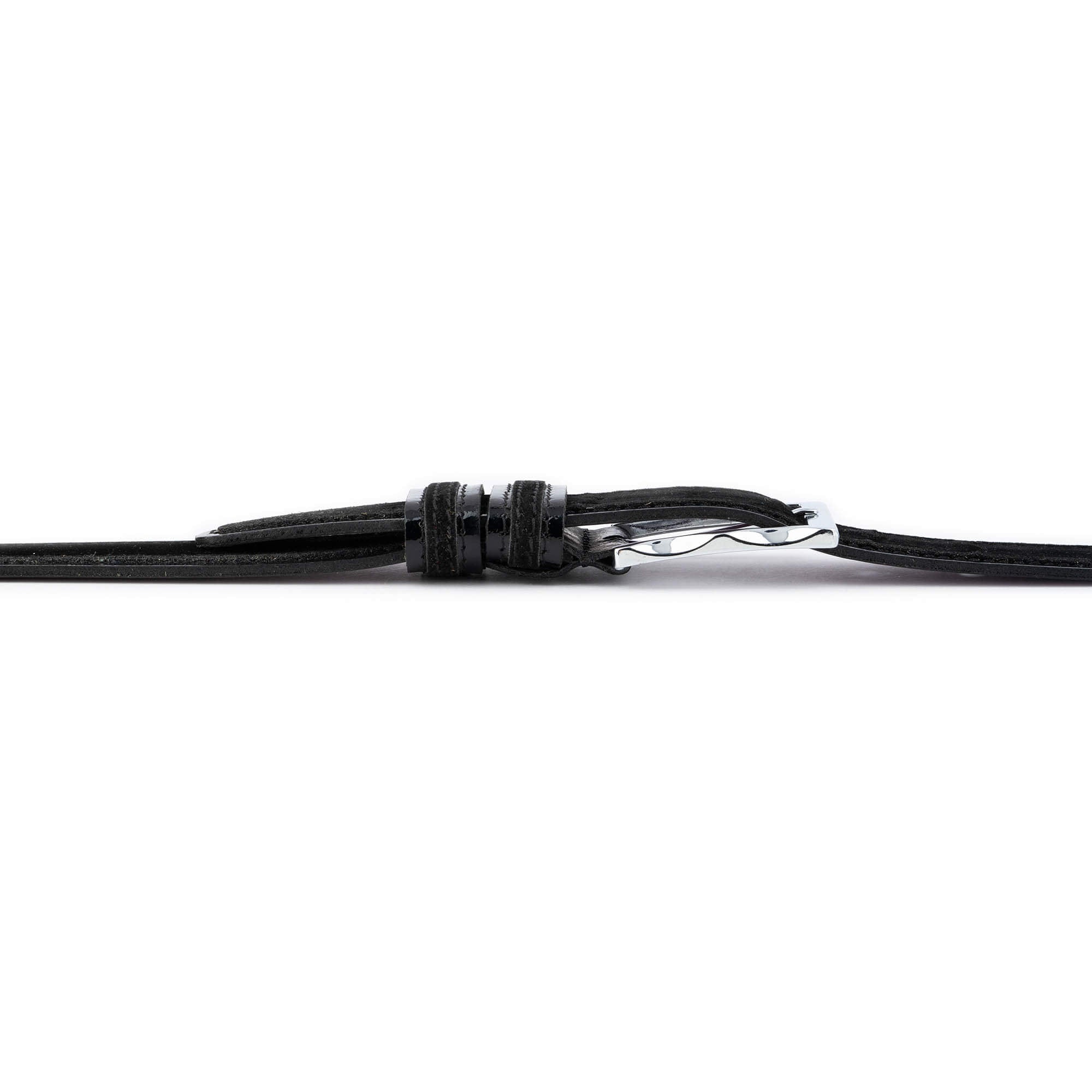 Premium Men's Luxury Belt - Black Suede & Patent Leather (3.5cm Width) - Perfect for Business, Formal Events & Everyday Wear
