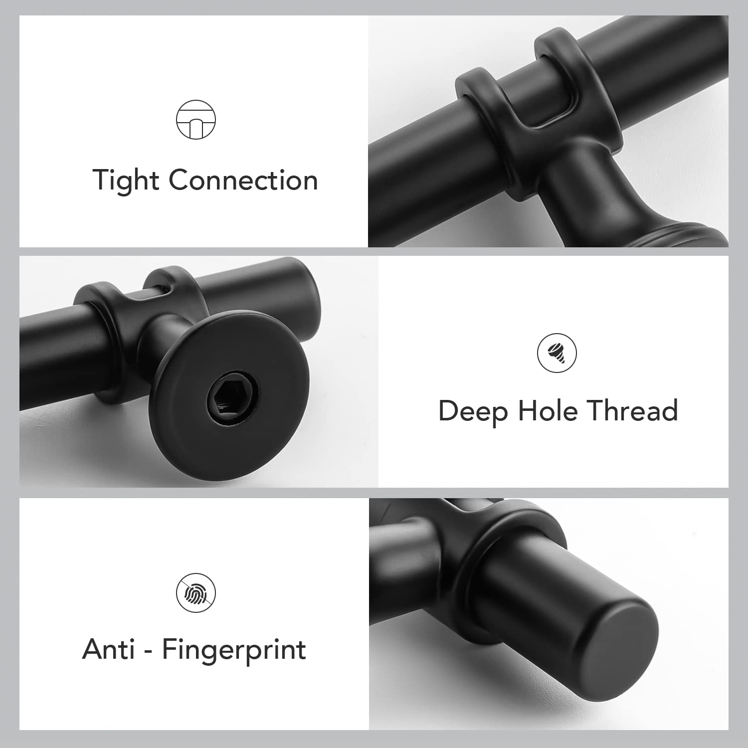 15 Pack 3-3/4 Inch Matte Black Cabinet Handles - 6 Inch Overall Length Kitchen Cabinet Pulls & Drawer Hardware for Modern Home, Office & RV Cabinets
