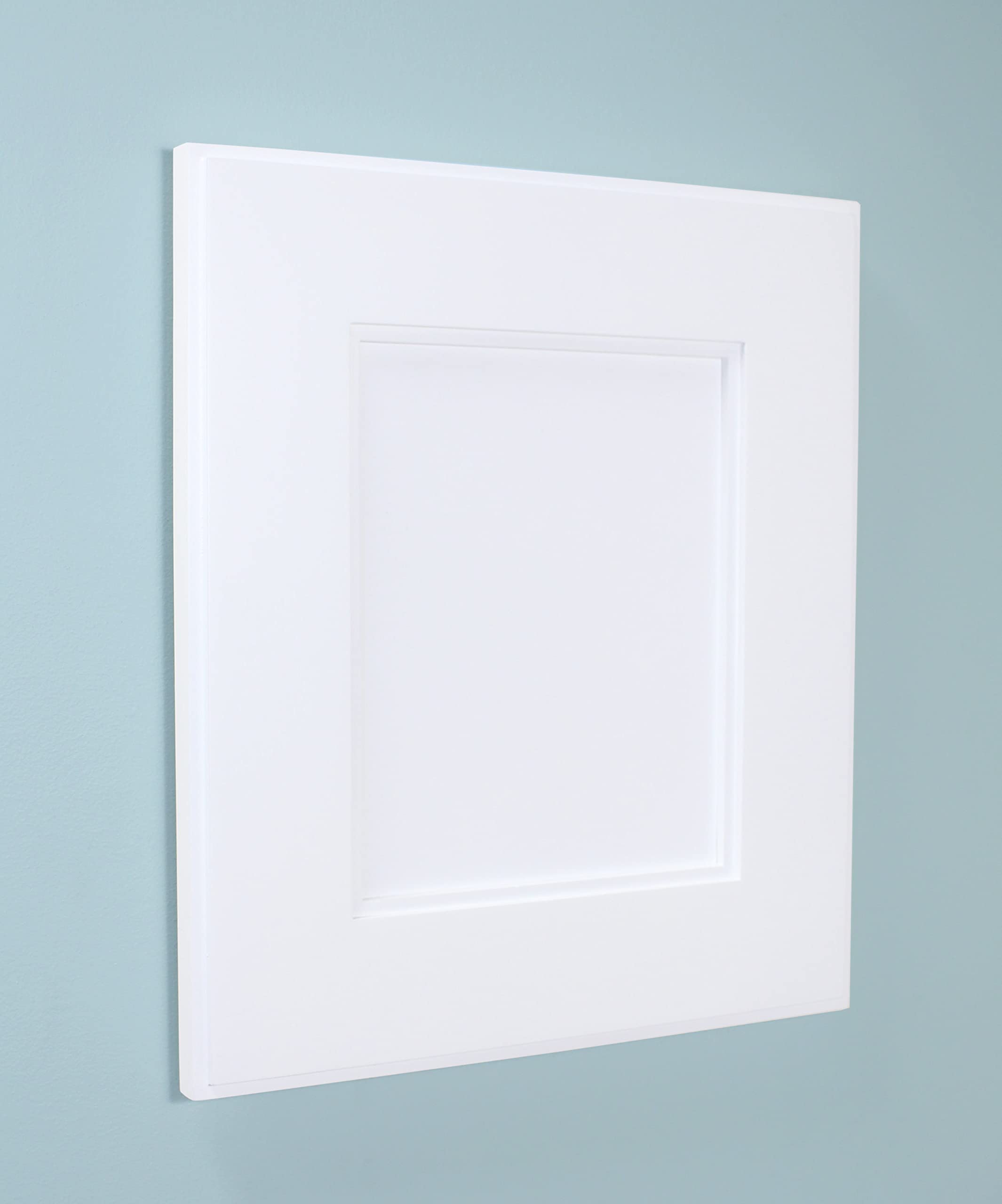 Fox Hollow Furnishings 11x14 Inch Recessed Medicine Cabinet - Solid Wood Bathroom Storage with Adjustable Shelves, White Concealed Picture Frame Design (No Mirror) - Made in USA - Perfect for Small Bathrooms, Powder Rooms & Vanity Storage