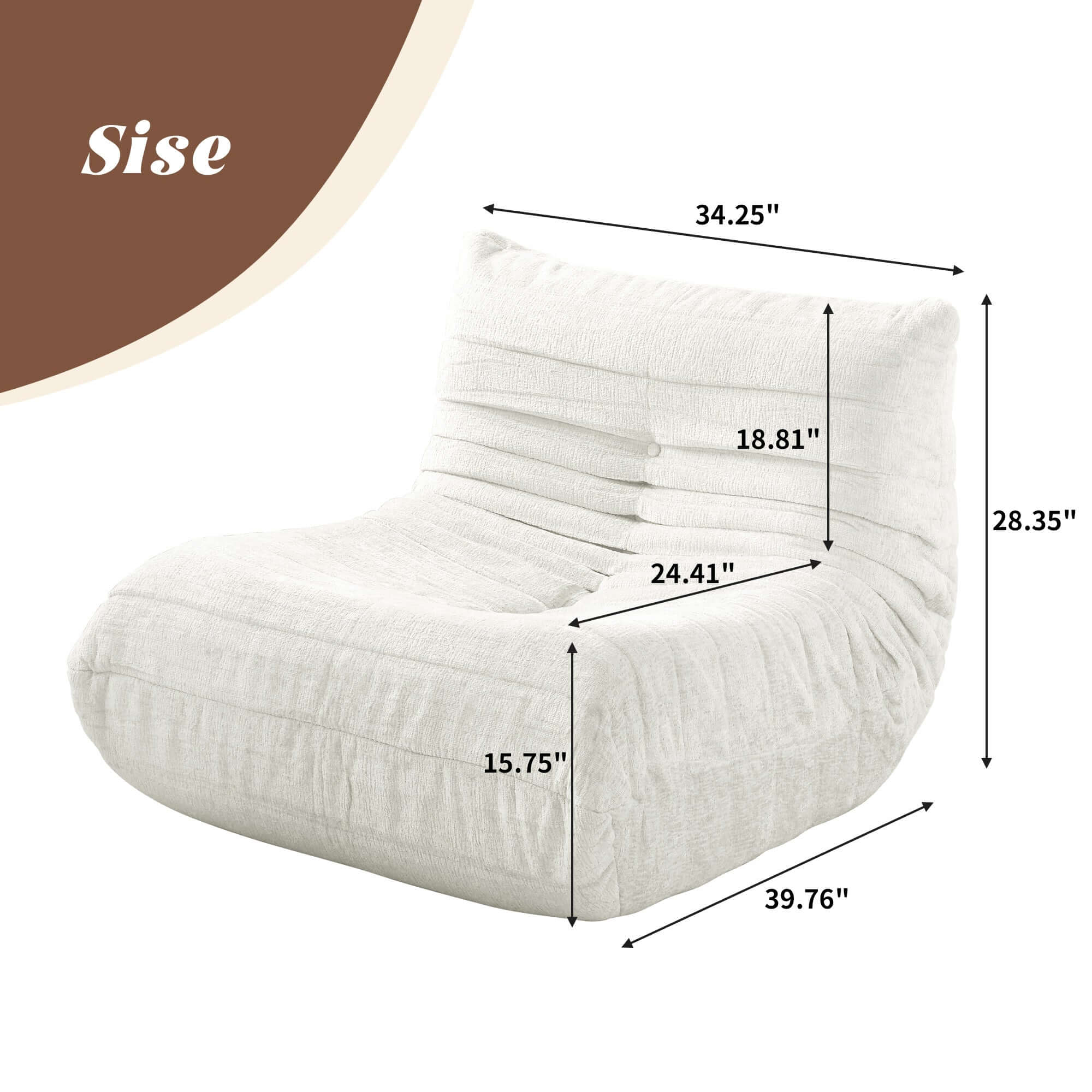 Comfortable Compressed Foam Floor Couch - Soft Chenille Togo Style Sofa for Living Room, Bedroom, Dorm or Lounge - Perfect for Relaxing, Reading and Entertaining Guests