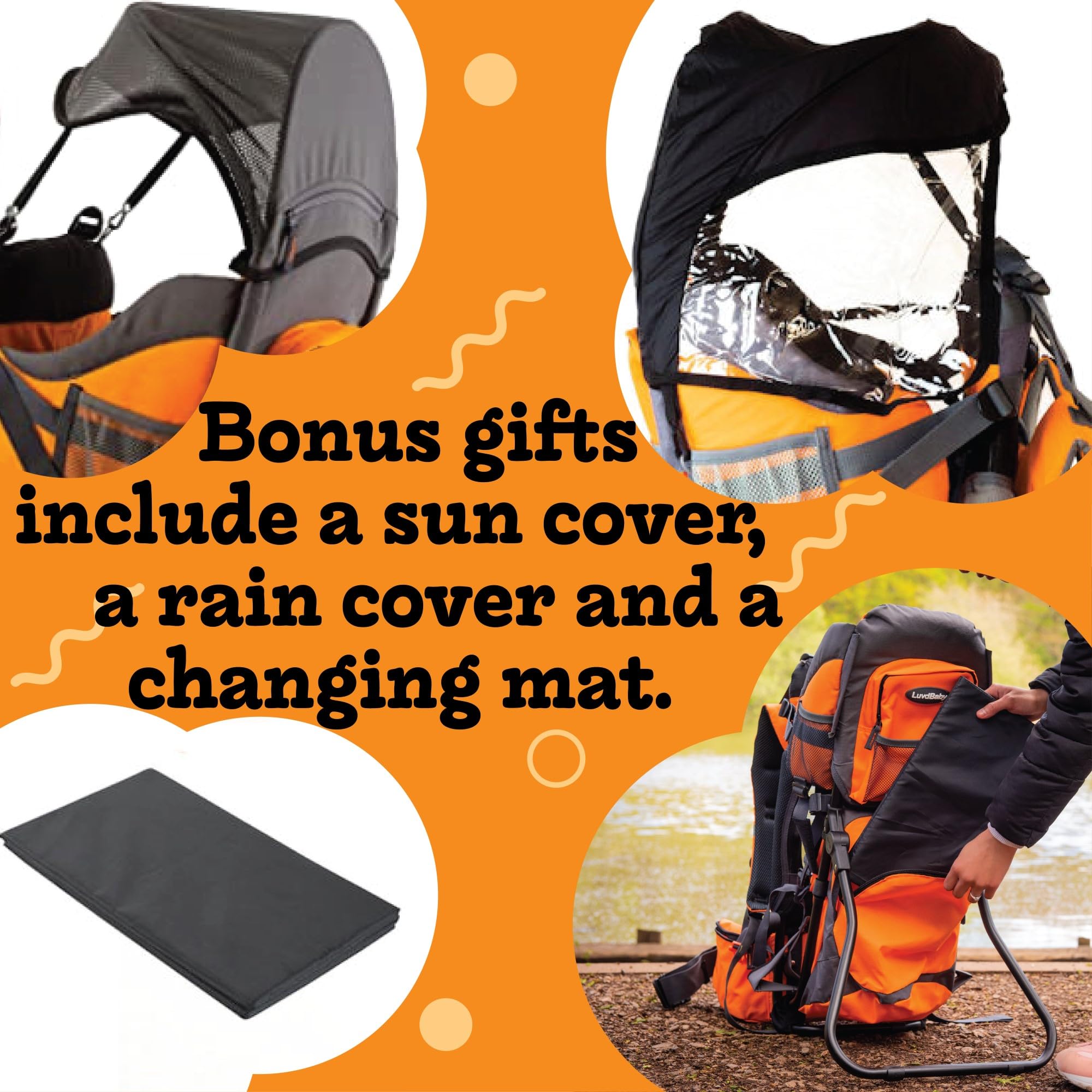 Best Hiking Baby Carrier Backpack - Ergonomic Toddler & Infant Carrier with Adjustable Straps, Diaper Changing Pad, Insulated Pocket, UV & Rain Protection Hood - Perfect for Outdoor Adventures, Travel & Family Hiking