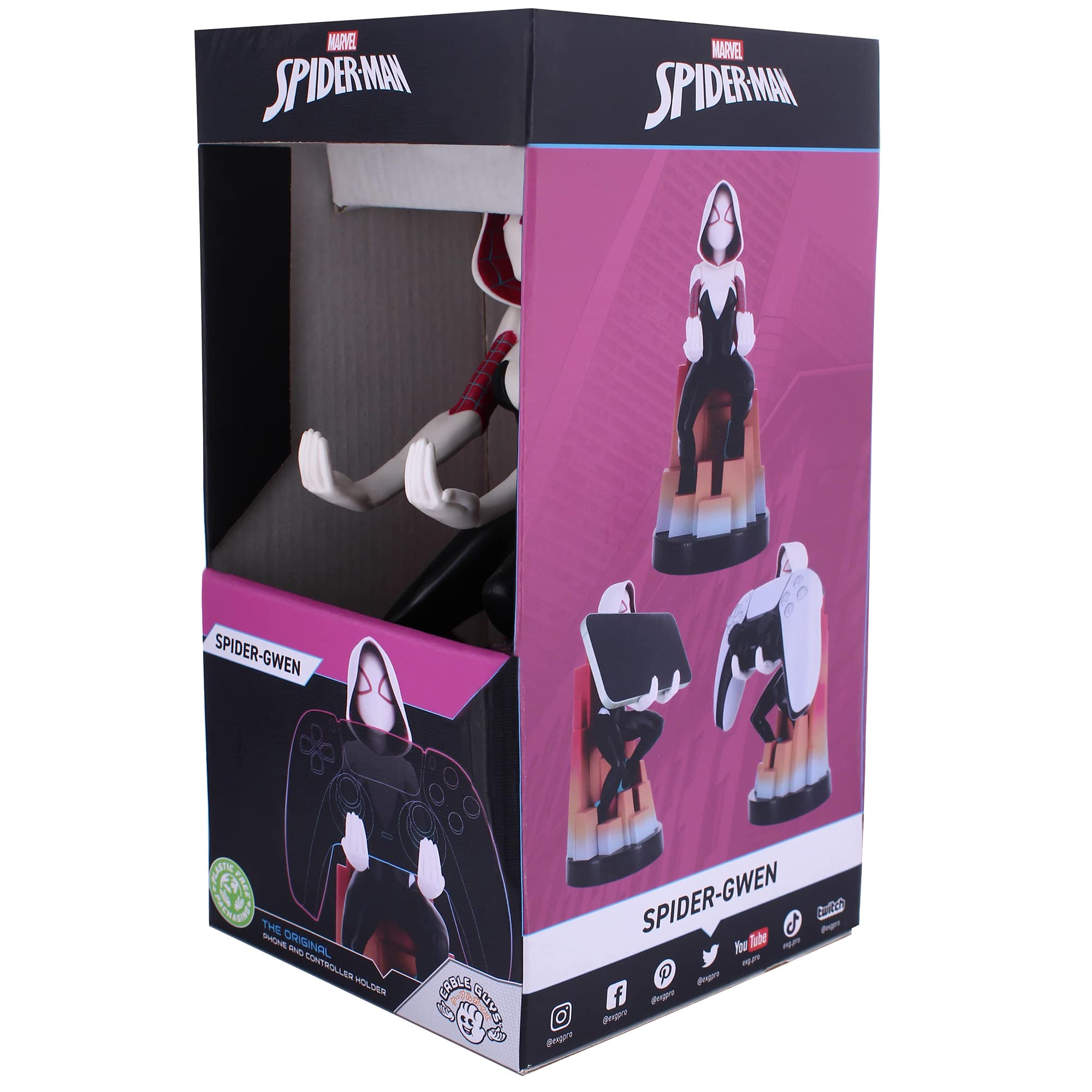 Original Licensed Spider-Gwen Gaming Phone Stand with Controller Holder - Cable Management Desk Organizer for PS5, Xbox & Mobile Gaming Setup | Perfect Gift for Marvel Fans & Gamers