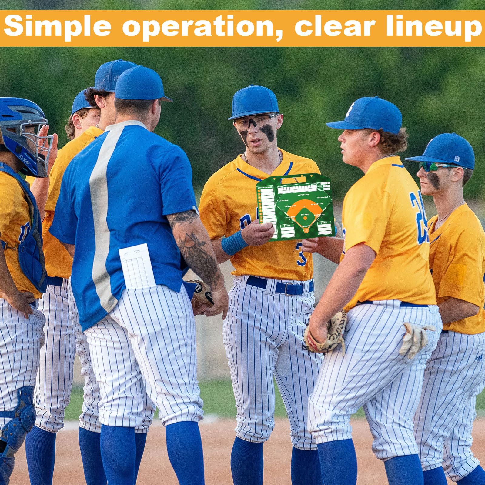 Magnetic Baseball Lineup Board - Dry Erase Softball Tactical Board with Clipboard | Coaching Equipment for Baseball Training | Perfect for Team Practices, Games & Strategy Planning