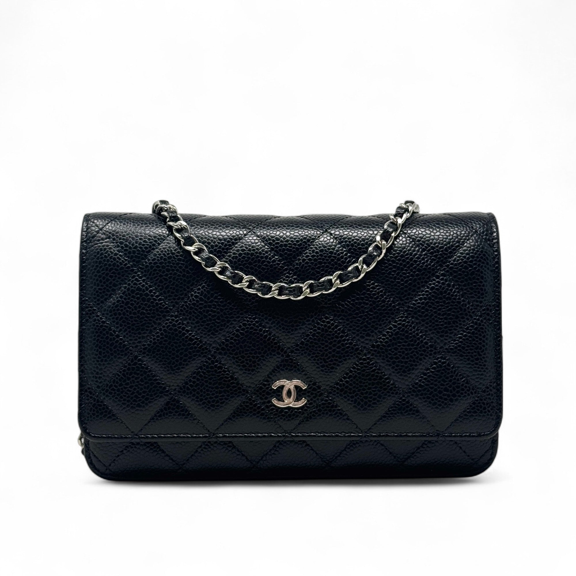 Chanel Black Quilted Caviar Leather Wallet on Chain Crossbody Bag - Elegant & Luxurious for Parties, Dating & Evening Events
