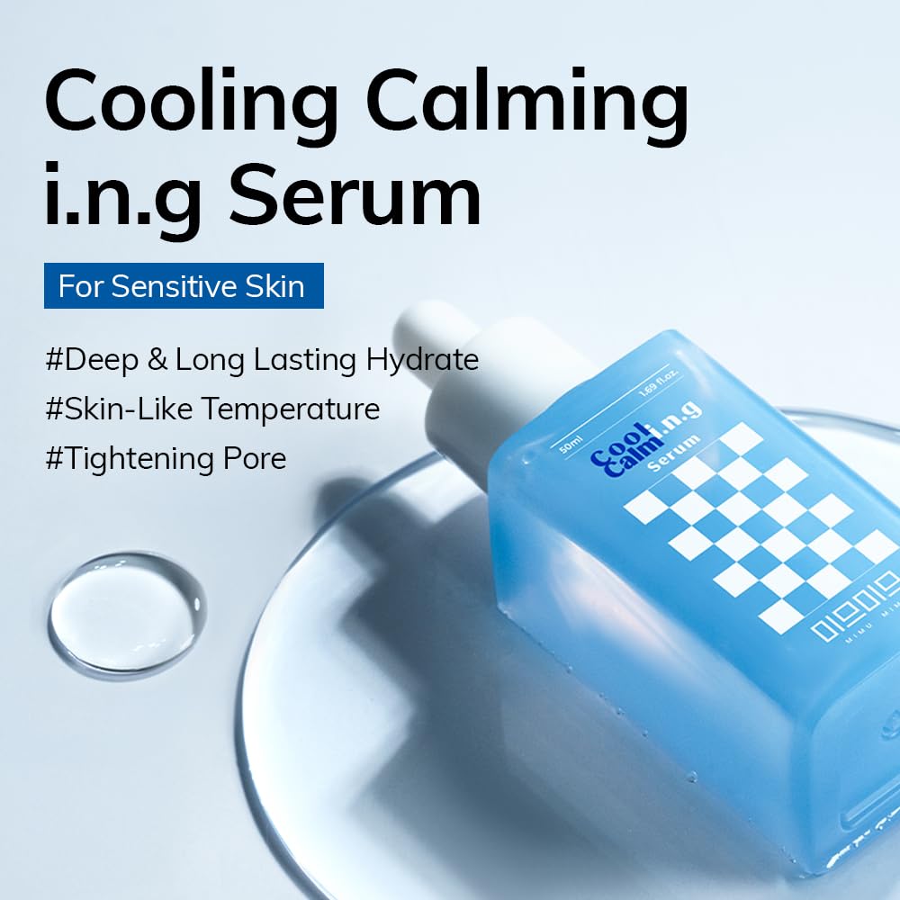 Cooling Calming Ing Serum & Cream Duo Set - Deep Hydration & Soothing Moisturizer with CICA, Hyaluronic Acid | Acne Care, Silky Texture, Clean Beauty for Sensitive & Dry Skin | Perfect for Night Routine & Post-Sun Care