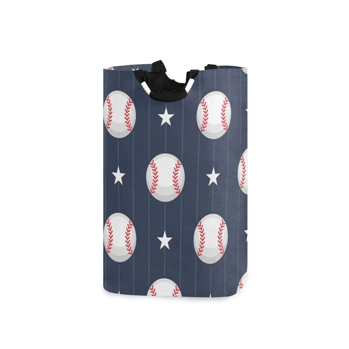 Collapsible Laundry Hamper Basket with Handle - Sports Themed Organizer for Kids Room, Dorm, or Playroom - Perfect for Dirty Clothes, Toys, and Sports Gear (Basketball, Baseball) - Space-Saving Storage Solution for Home & College Dorm Use