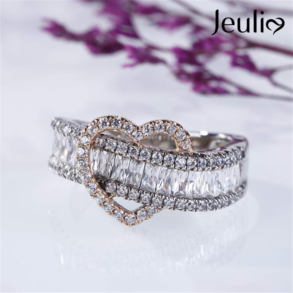 3.5 Carat Heart Cut Diamond Engagement Ring for Women - 925 Sterling Silver Two Tone Wedding Band with Halo CZ Solitaire - Anniversary Promise Ring Gift Set with Jewelry Box (Perfect for Proposals, Weddings & Romantic Occasions)
