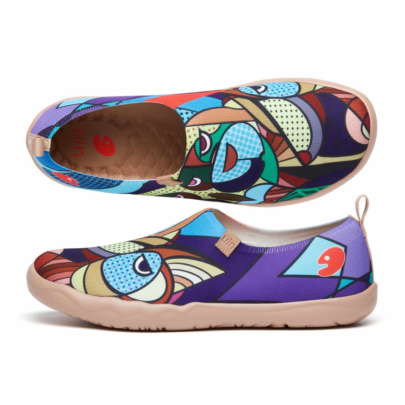 UIN Men's Slip-On Canvas Sneakers - Lightweight Comfortable Walking Shoes with Artistic Paint Design | Perfect for Casual Wear, Travel & Everyday Use