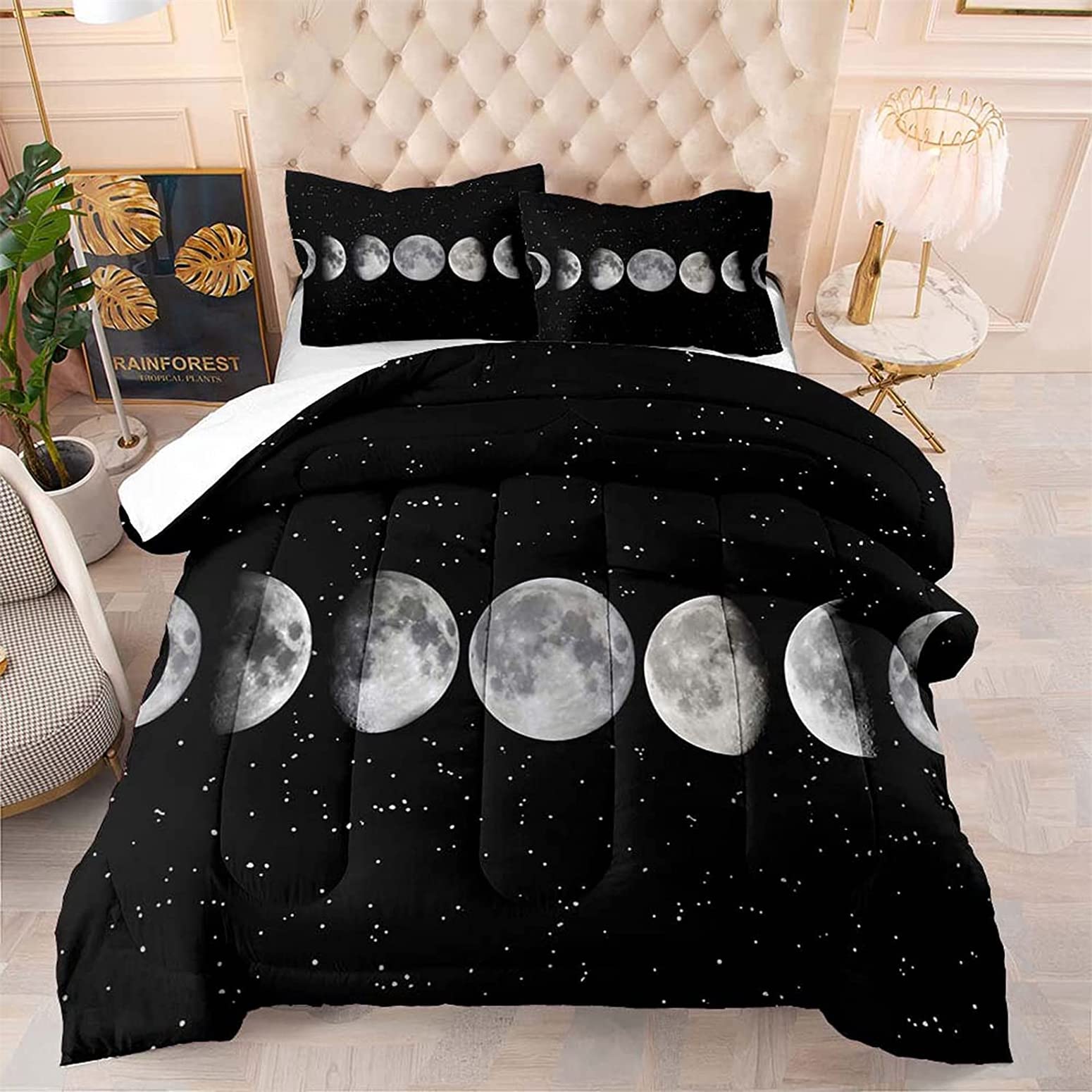 Full Size Star Chart Comforter Set - Black Universe Bedding with 1 Comforter & 2 Pillow Shams | Galaxy Themed Bedroom Decor for Teens & Adults | Perfect for Space Lovers, Astronomy Enthusiasts & Modern Home Decor