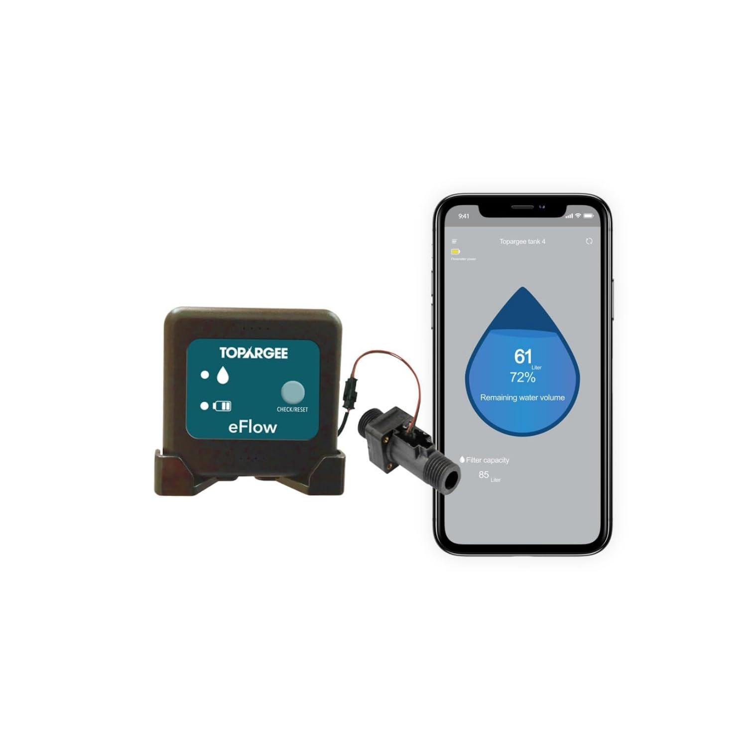 Topargee Bluetooth Water Tank Gauge H2F-BT12 - Smart Wireless Water Level Monitor with Liter/Gallon Measurement for RV, Boat & Home Water Storage Tanks | Real-Time Usage Tracking & Capacity Alerts