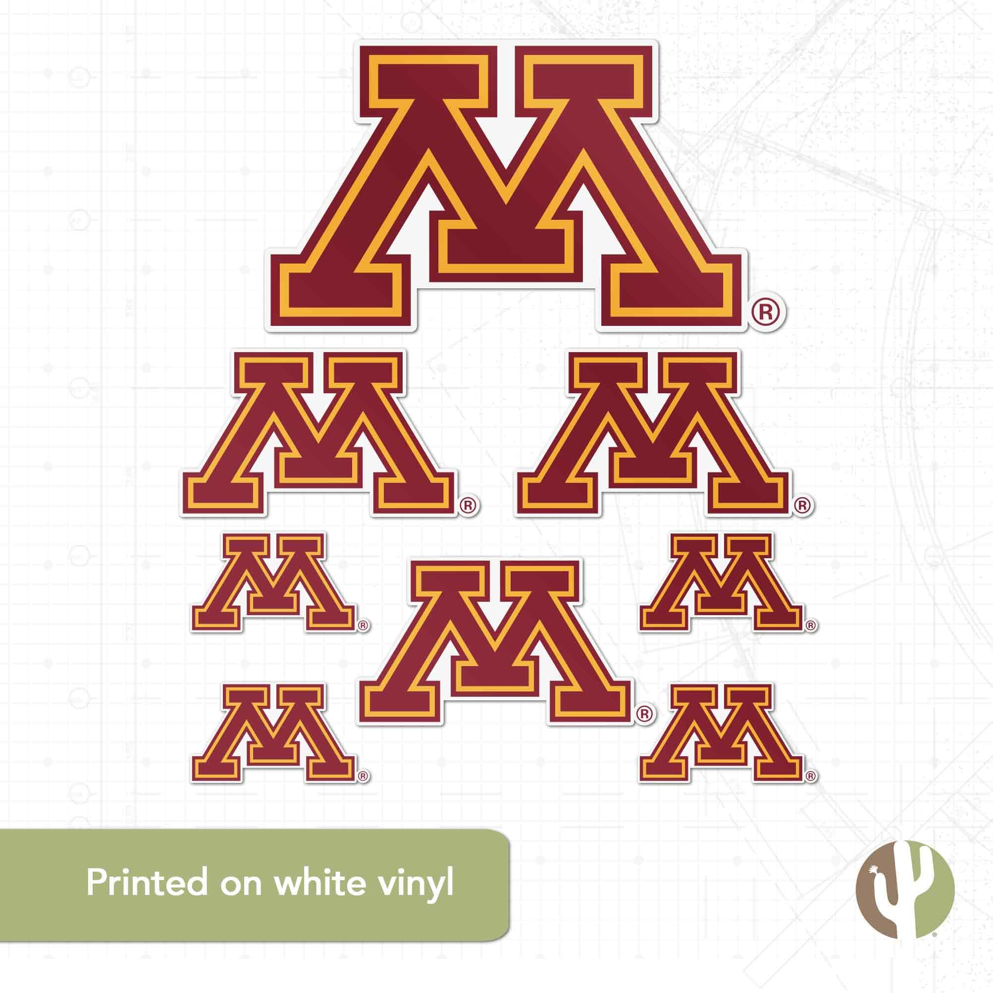 University of Minnesota Golden Gophers Vinyl Decals - Desert Cactus Sticker Set for Laptop, Water Bottle, Car & Scrapbook | Durable Waterproof Stickers for College Fans, School Spirit & DIY Crafts