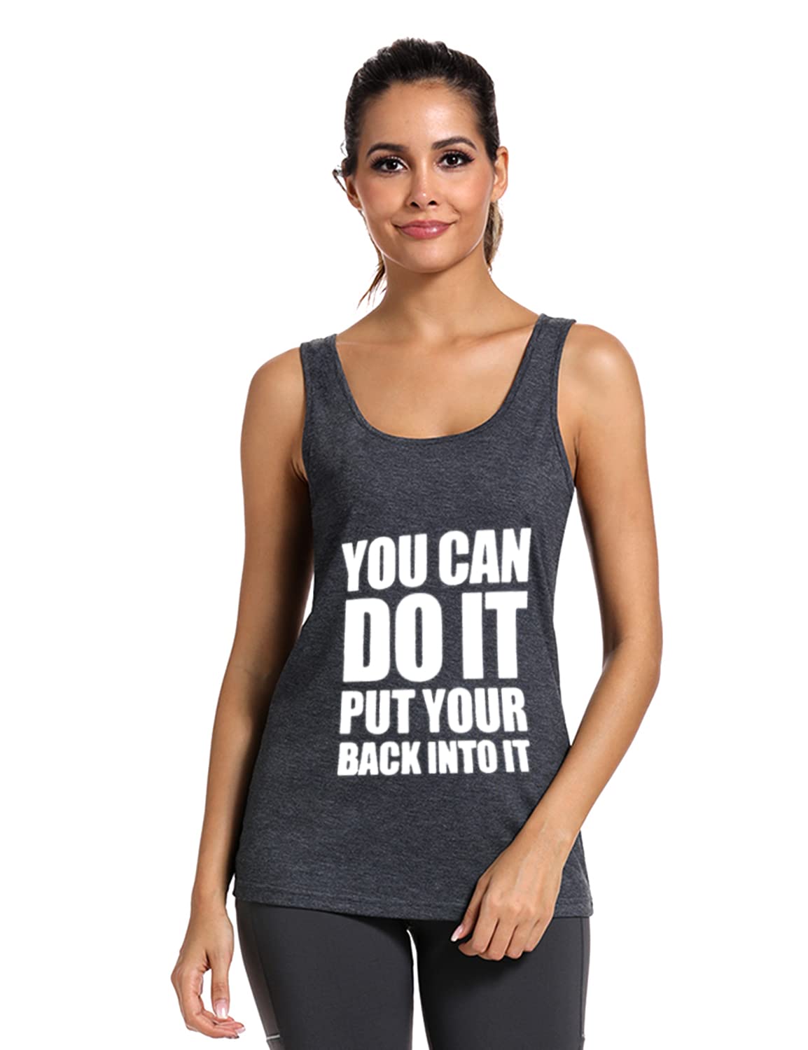 Funny 'You Can Do It' Workout Tank Tops for Women - Racerback Sleeveless Gym Shirts | Perfect for Fitness, Yoga & Running