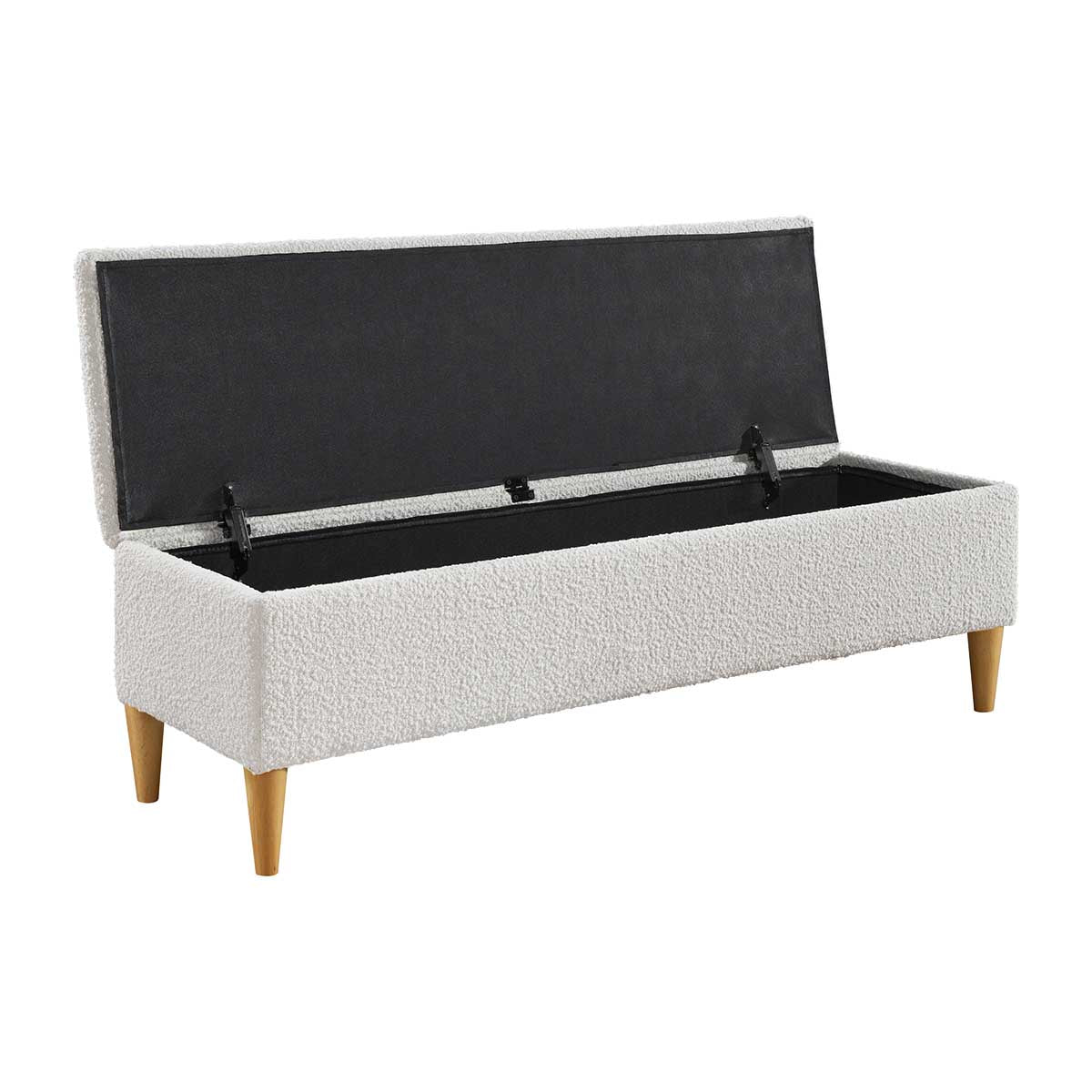 Charlotte Boucle Fabric Storage Bench with Tufted Seat - Stylish Entryway Organizer for Shoes, Blankets & Home Decor