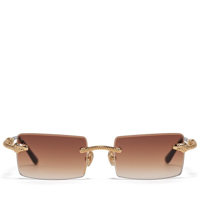 James Oro Serpent Authentic Brown Tint Gold Sunglasses - Luxury Fashion Shades for Men & Women | Perfect for Outdoor Activities, Beach, and Driving