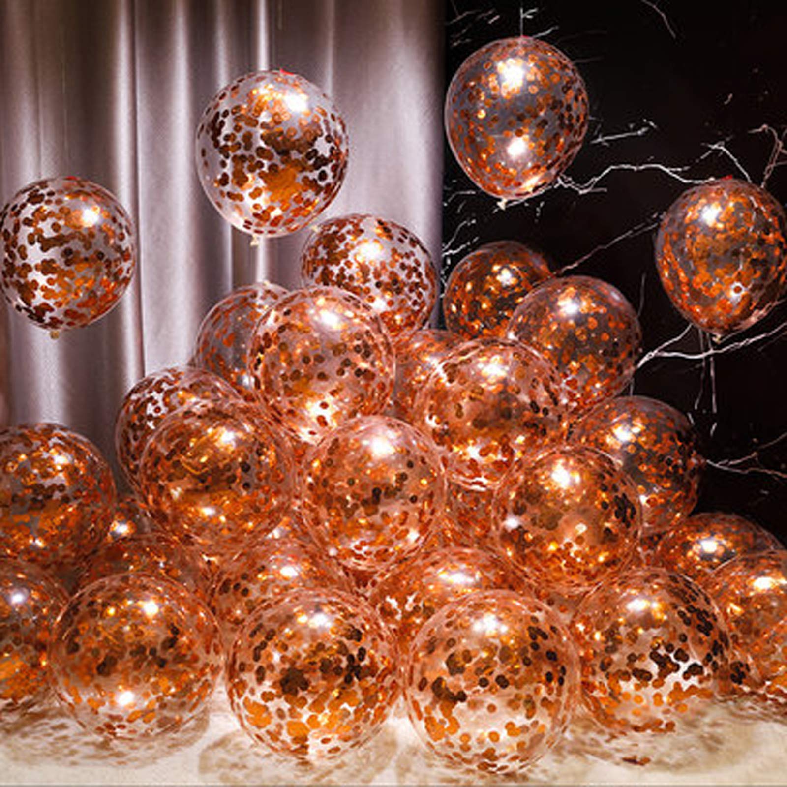 24 Pack KIRIKOU 12 Inch Rose Gold Confetti Balloons - Latex Party Balloons for Wedding, Birthday, Bridal Shower & Engagement Decorations - Perfect for Indoor/Outdoor Party Decor & Photo Backdrops