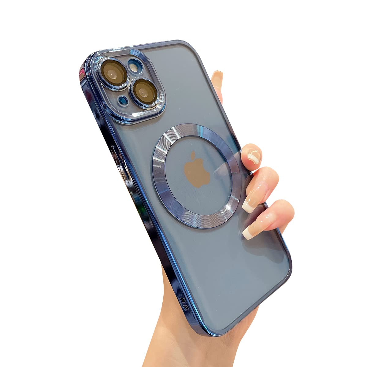 Magnetic Clear iPhone 13 Case with Camera Lens Protector | 6.1 Inch Full Protection MagSafe Compatible | Shockproof & Dustproof Silicone Cover (Blue) - Perfect for Daily Use, Travel & Outdoor Activities