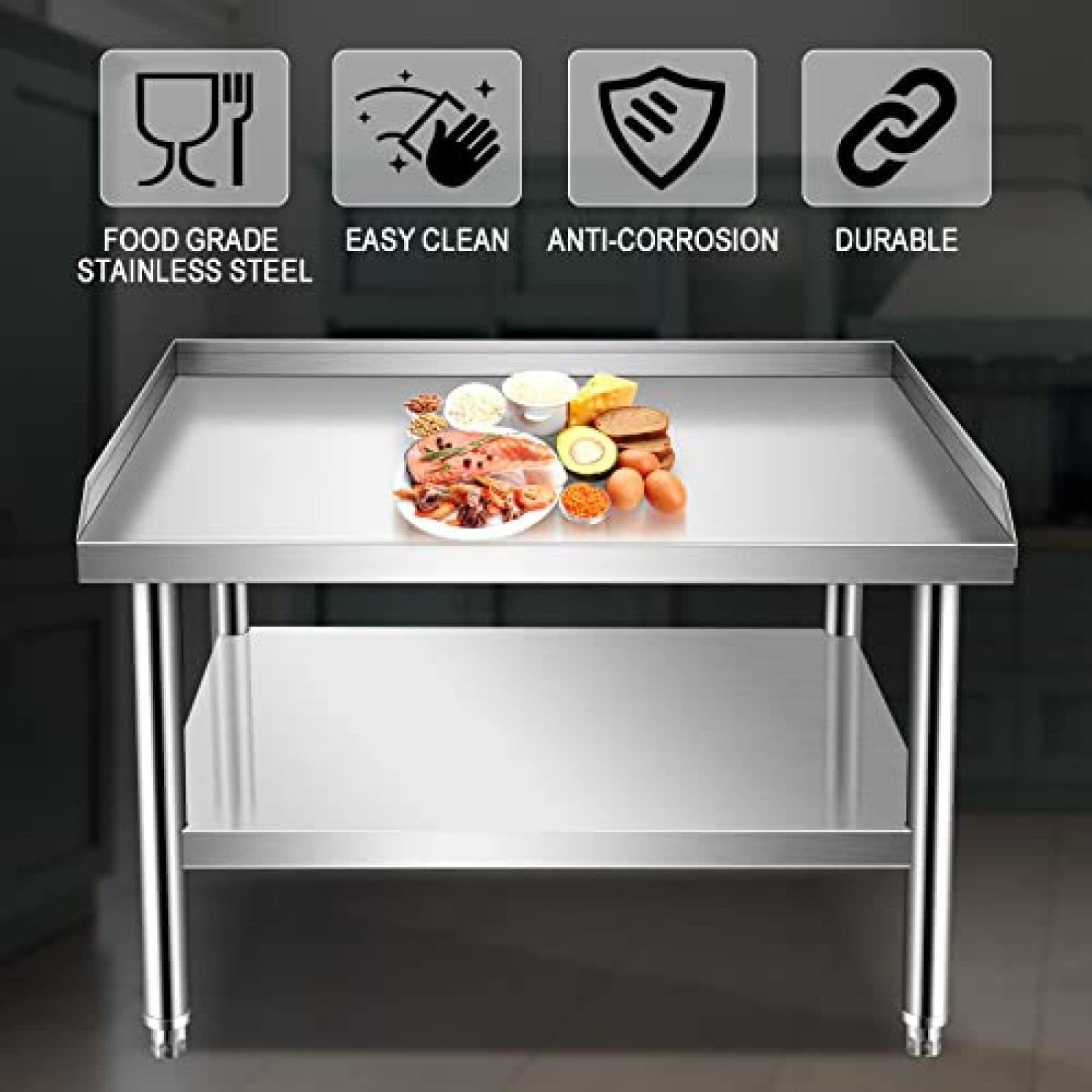 Premium Stainless Steel Grill Stand with Storage Shelf - Heavy Duty NSF Certified 28x24x24 Outdoor Cooking Prep Table for BBQ, Camping & Backyard Parties