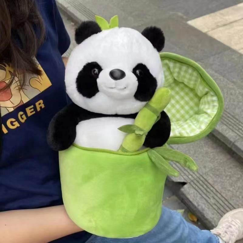 Adorable Kawaii Panda Plush Toy with Bamboo Design - Soft Cuddly Stuffed Animal for Kids & Adults | Perfect for Bedroom Decor, Gift Giving, and Stress Relief