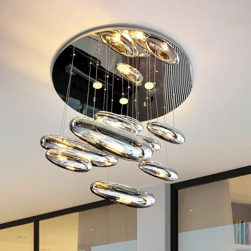 Modern Droplet Ceiling Light Fixture - 5/7/9 Head Adjustable Chandelier for Dining Room, Bedroom & Living Room Lighting - Energy Efficient LED Pendant Light for Home Decor