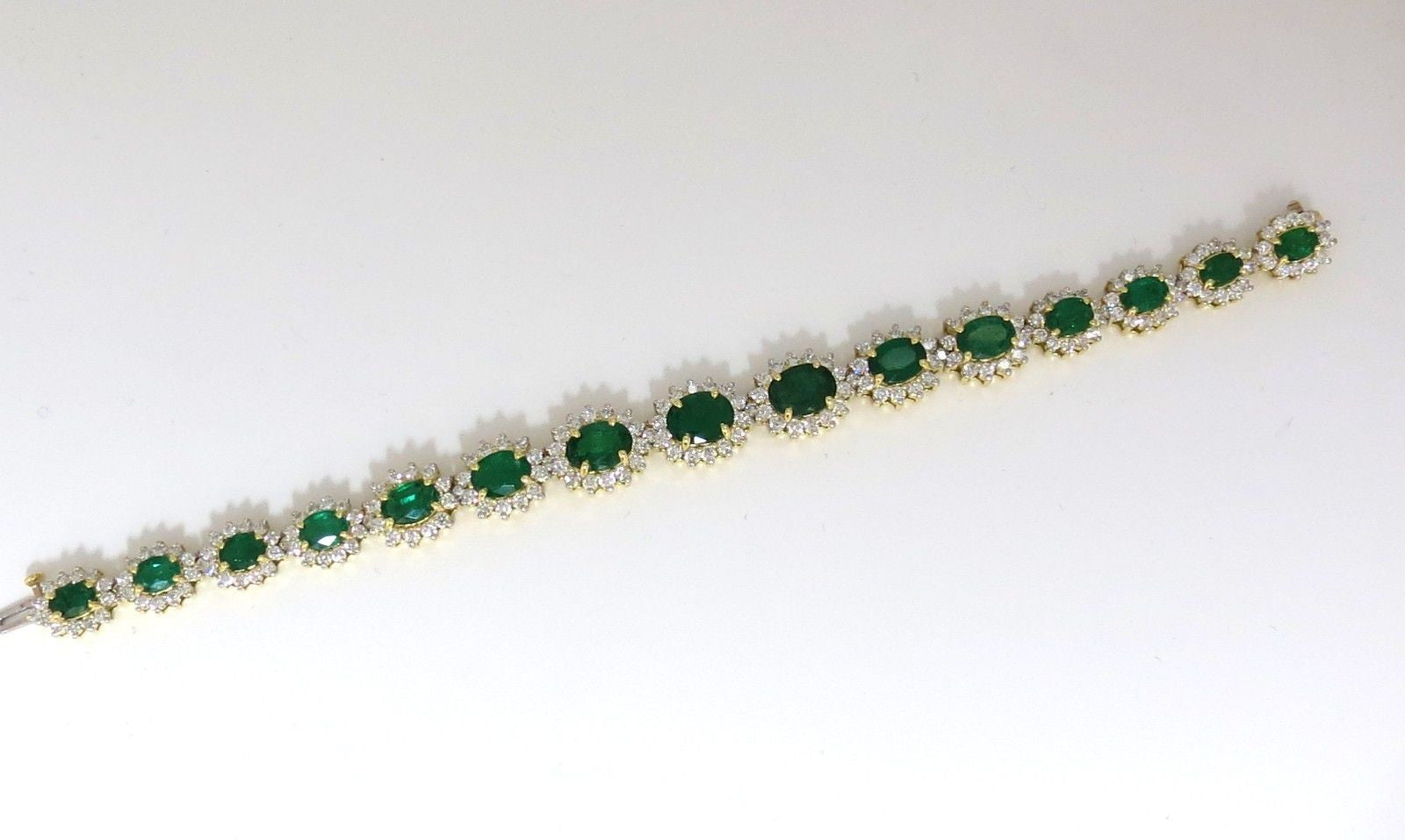 22.50CT Natural Zambian Vivid Green Emerald & Diamond Bracelet in 18KT Gold (G/VS) - Perfect for Weddings, Anniversaries & Special Occasions